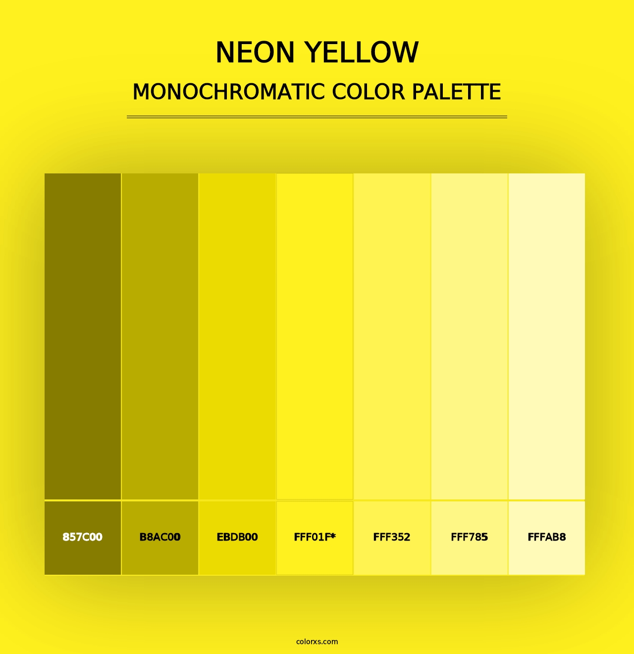 Neon Yellow - Monochromatic Color Palette