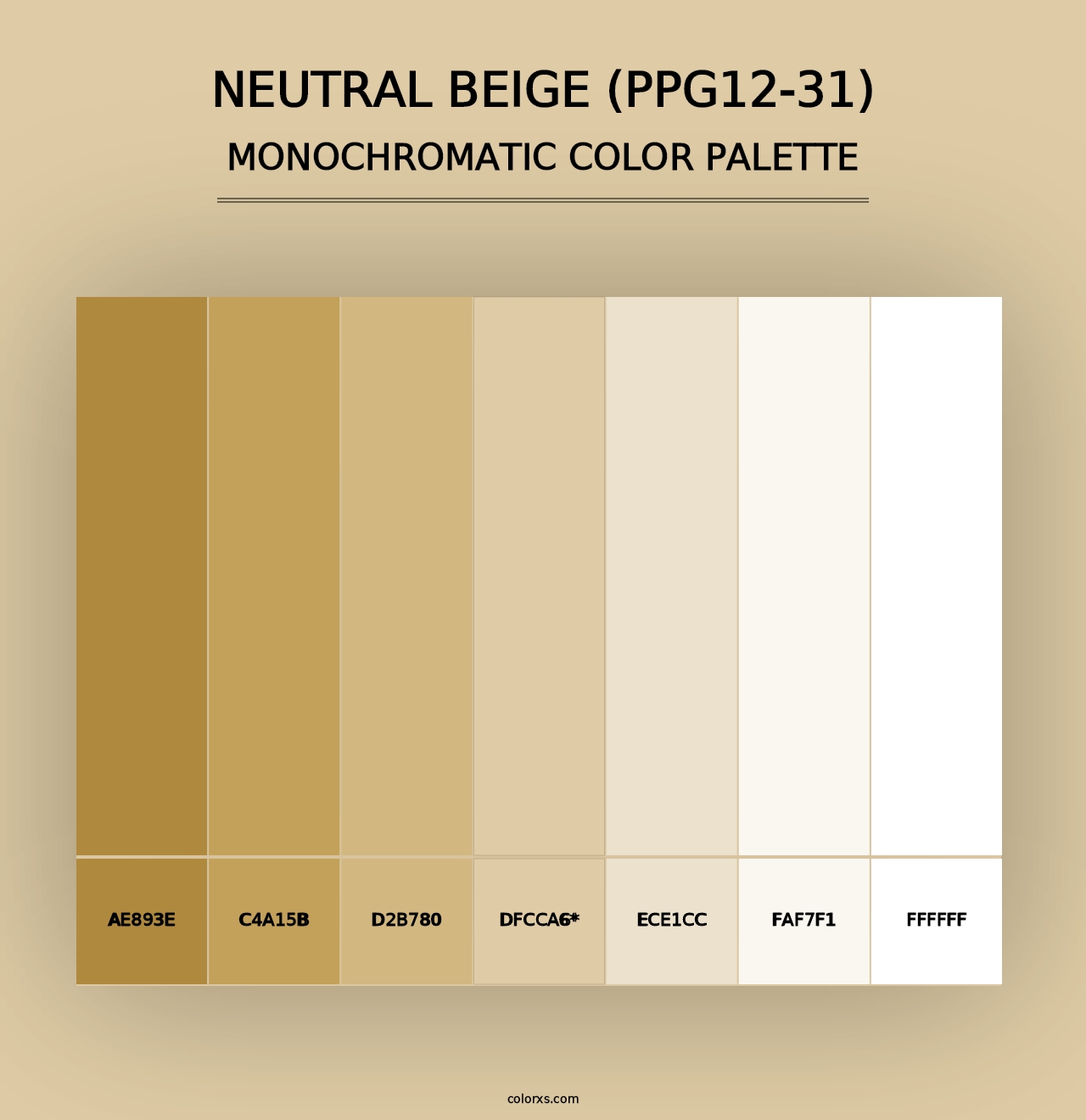 Neutral Beige (PPG12-31) - Monochromatic Color Palette