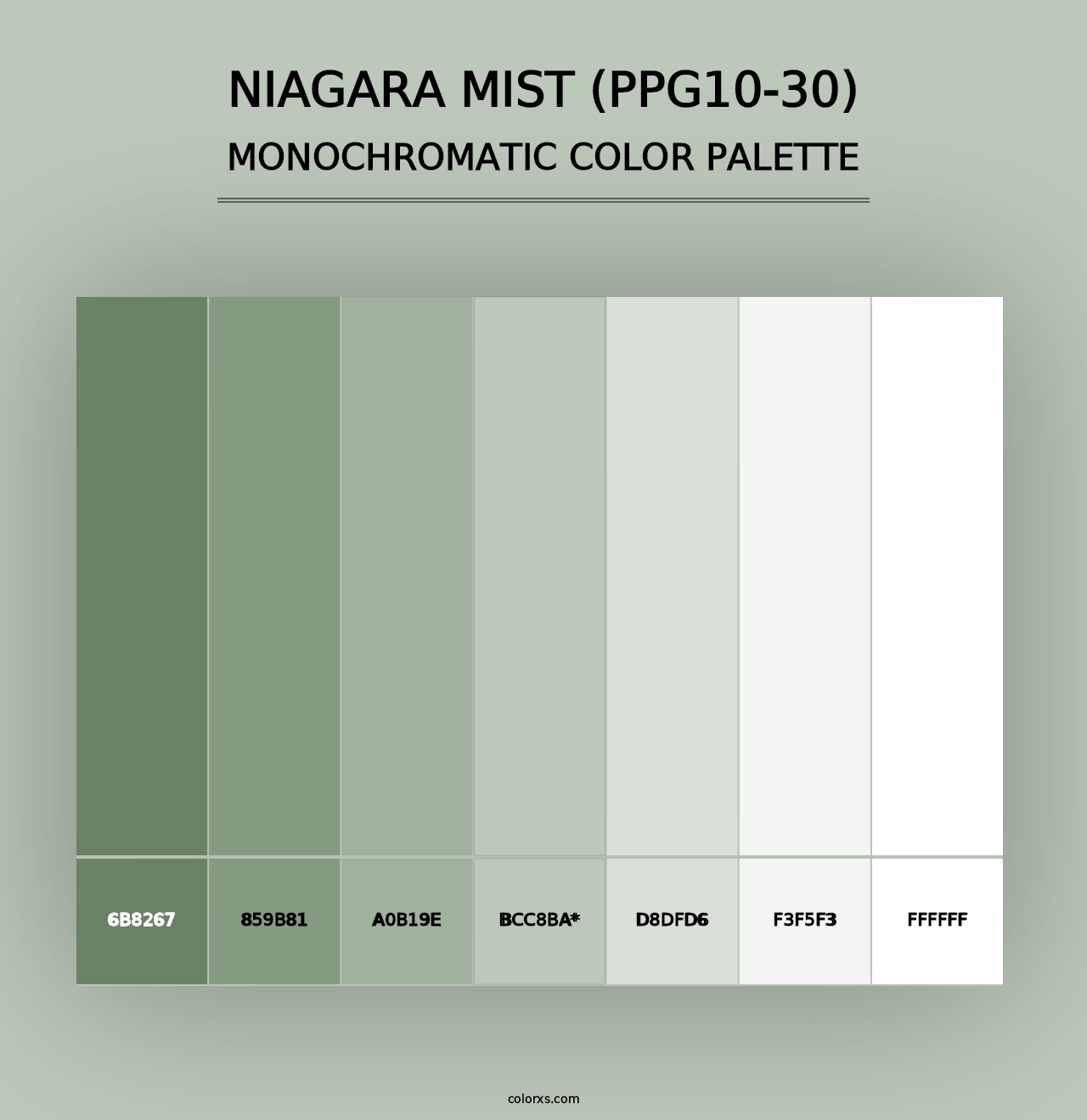 Niagara Mist (PPG10-30) - Monochromatic Color Palette