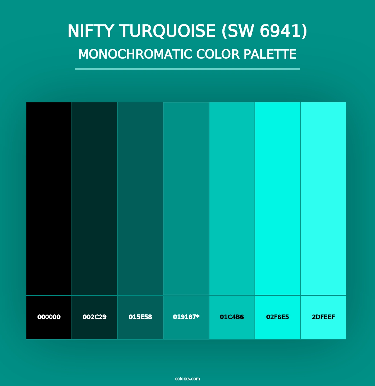 Nifty Turquoise (SW 6941) - Monochromatic Color Palette