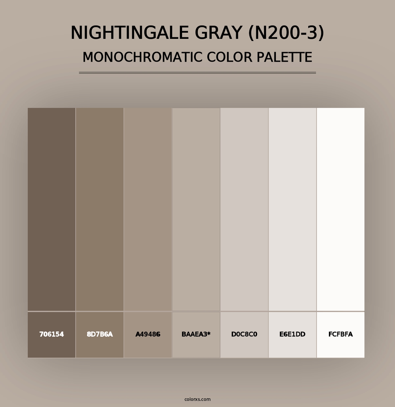 Nightingale Gray (N200-3) - Monochromatic Color Palette