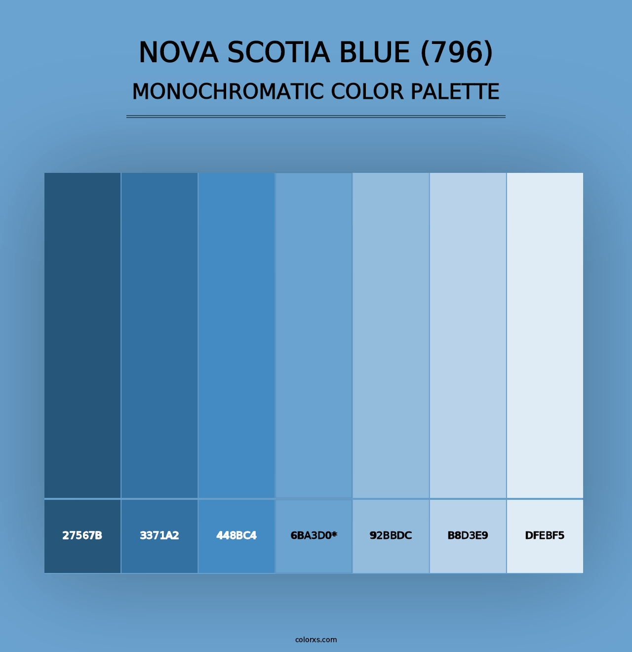 Nova Scotia Blue (796) - Monochromatic Color Palette