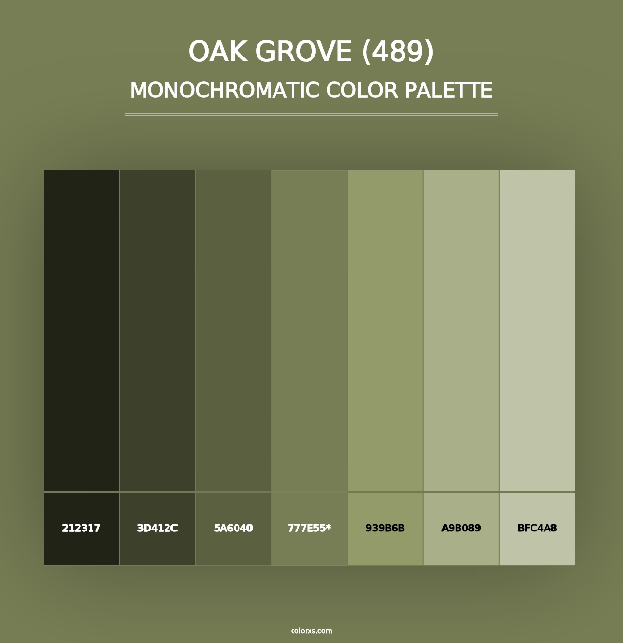 Oak Grove (489) - Monochromatic Color Palette