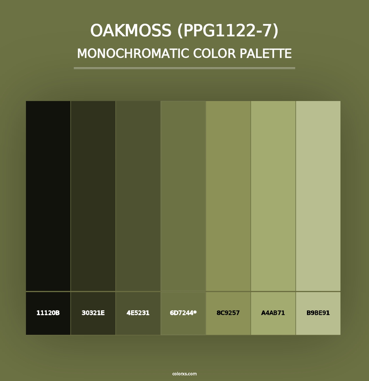 Oakmoss (PPG1122-7) - Monochromatic Color Palette