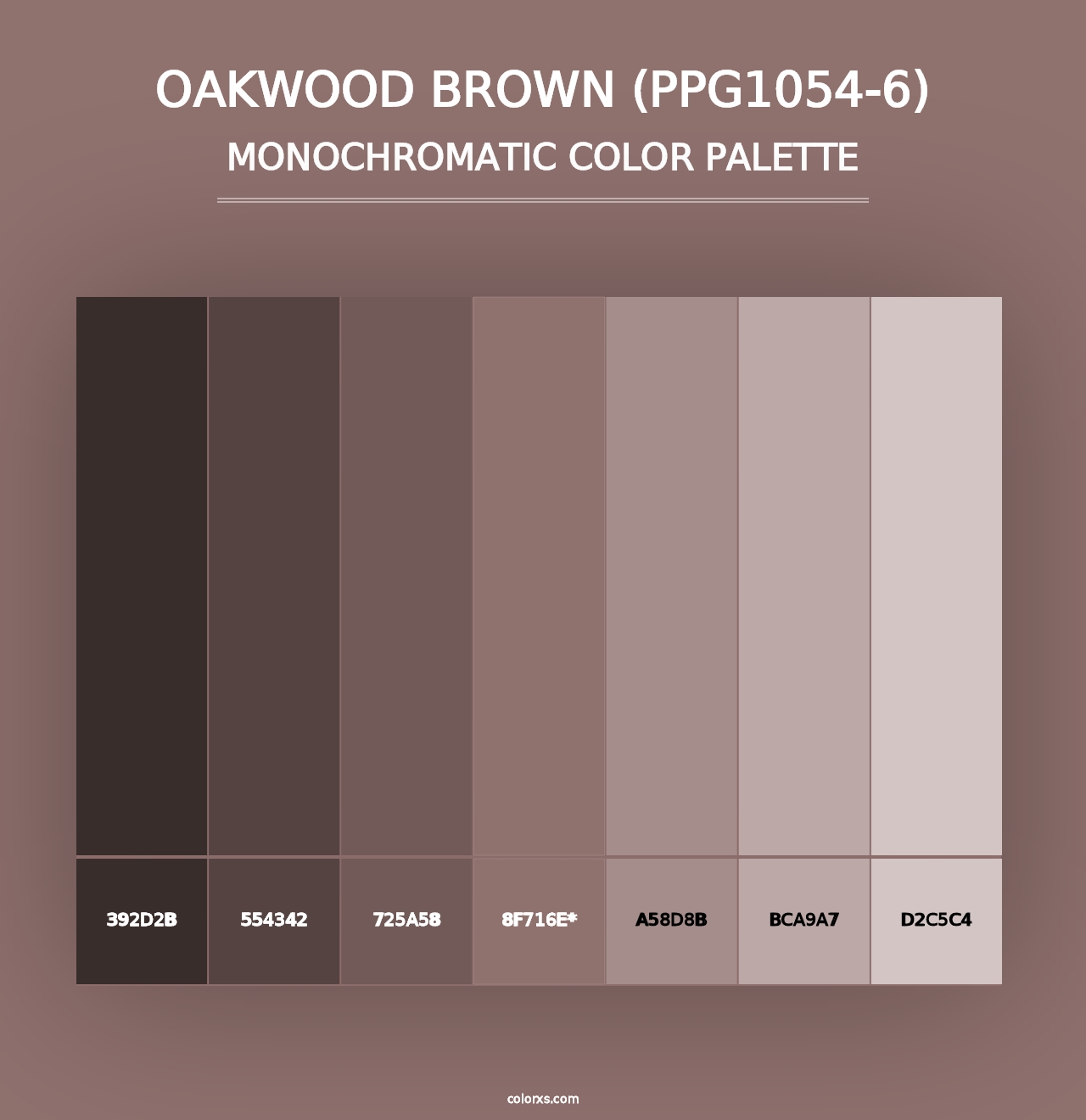 Oakwood Brown (PPG1054-6) - Monochromatic Color Palette