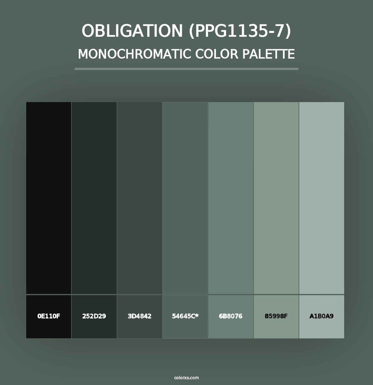 Obligation (PPG1135-7) - Monochromatic Color Palette