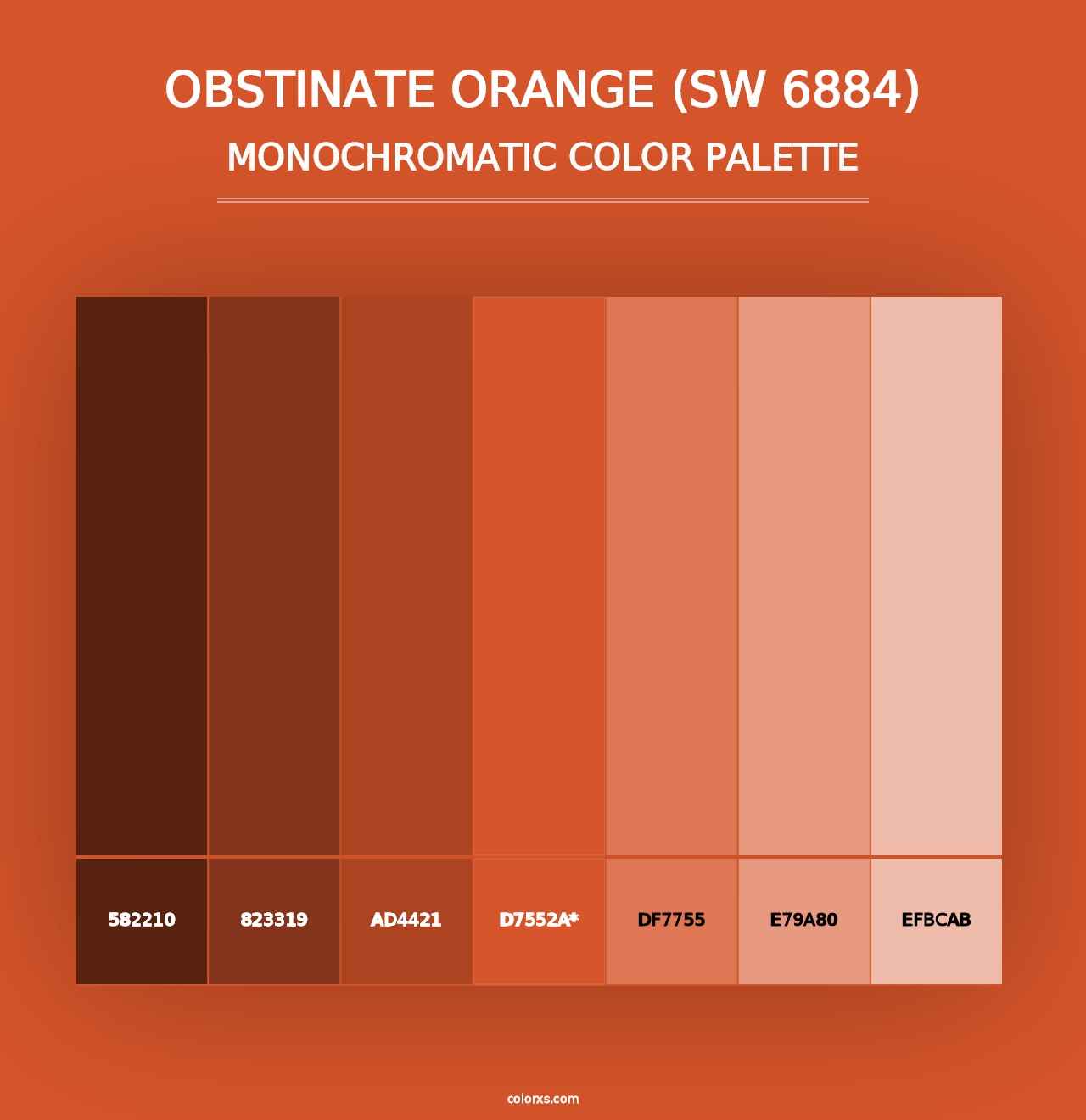 Obstinate Orange (SW 6884) - Monochromatic Color Palette