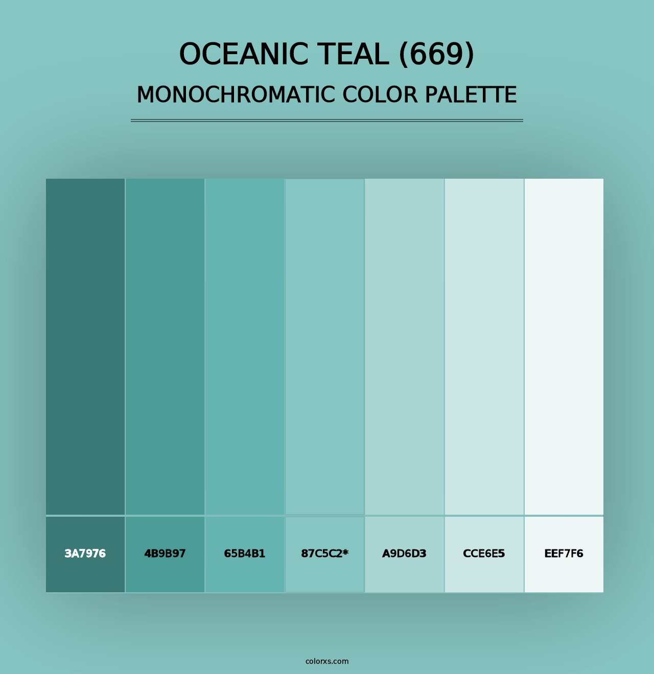 Oceanic Teal (669) - Monochromatic Color Palette