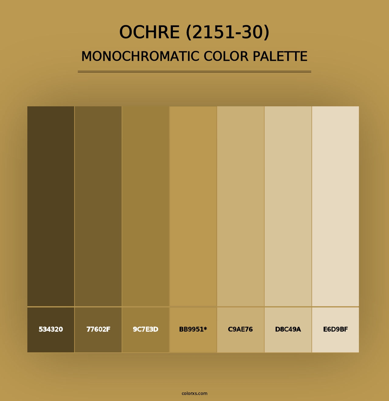 Ochre (2151-30) - Monochromatic Color Palette