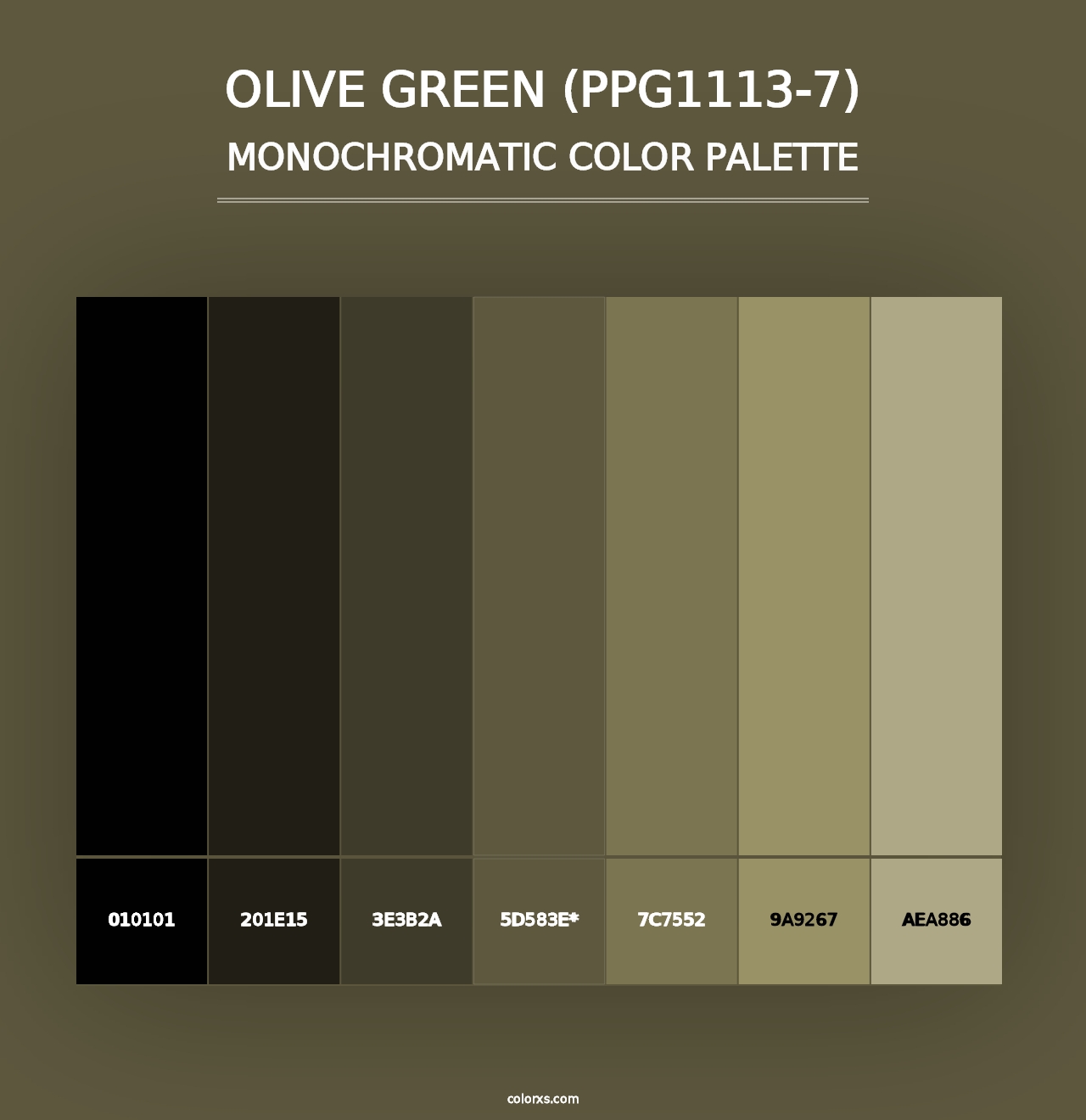 Olive Green (PPG1113-7) - Monochromatic Color Palette