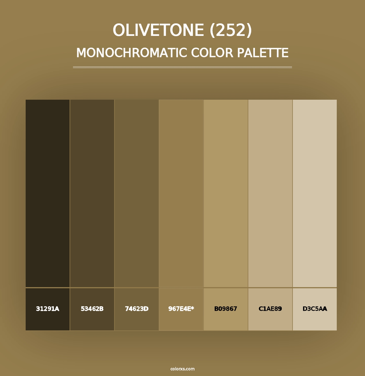 Olivetone (252) - Monochromatic Color Palette