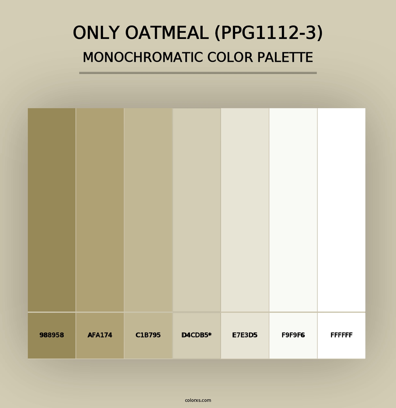 Only Oatmeal (PPG1112-3) - Monochromatic Color Palette