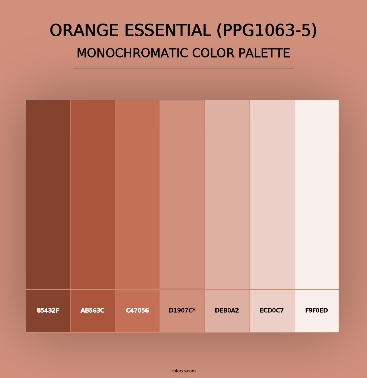 Orange Essential (PPG1063-5) - Monochromatic Color Palette