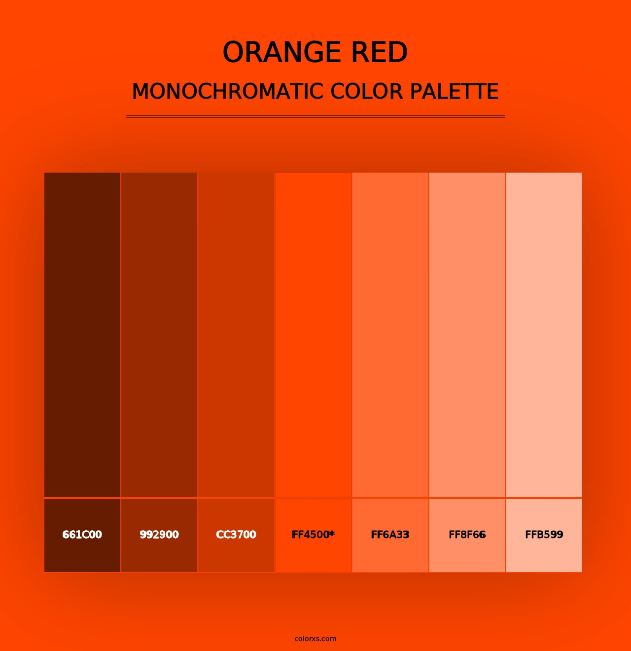 Orange Red - Monochromatic Color Palette