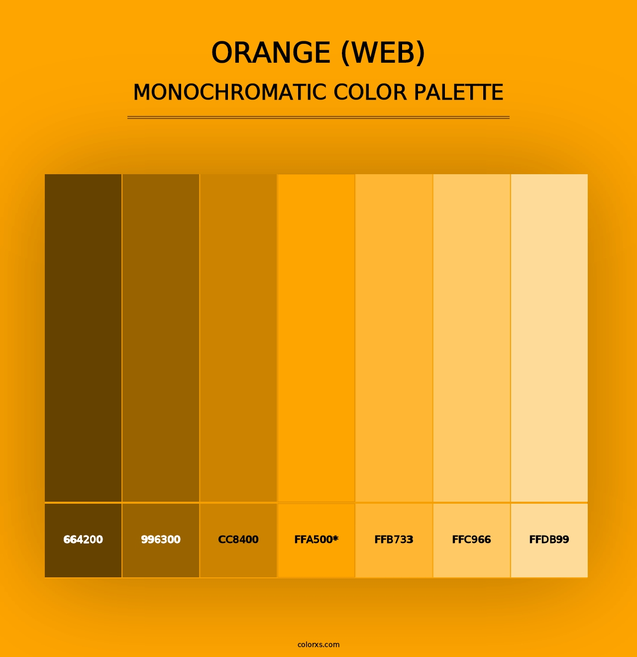 Orange (Web) - Monochromatic Color Palette