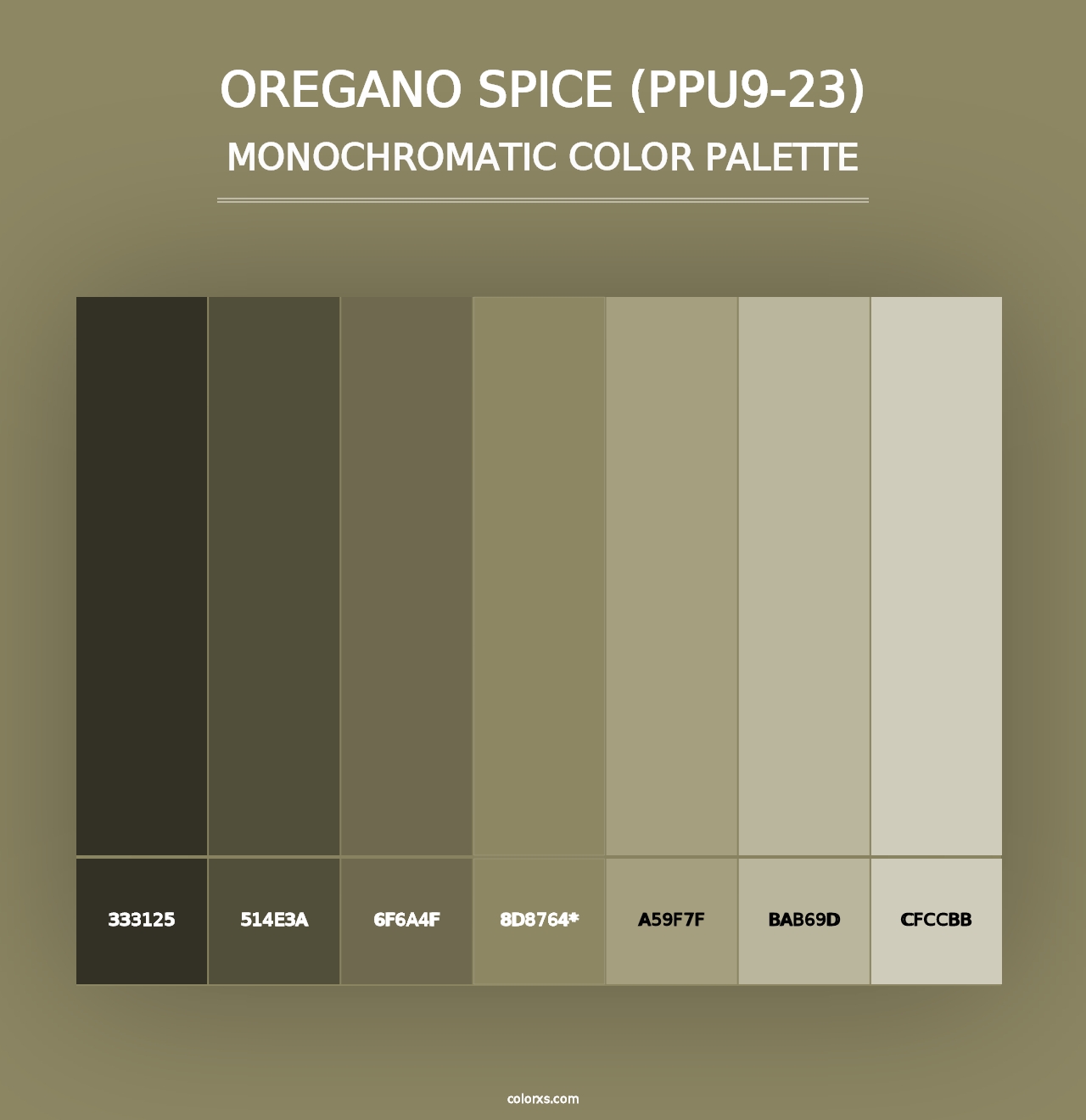 Oregano Spice (PPU9-23) - Monochromatic Color Palette