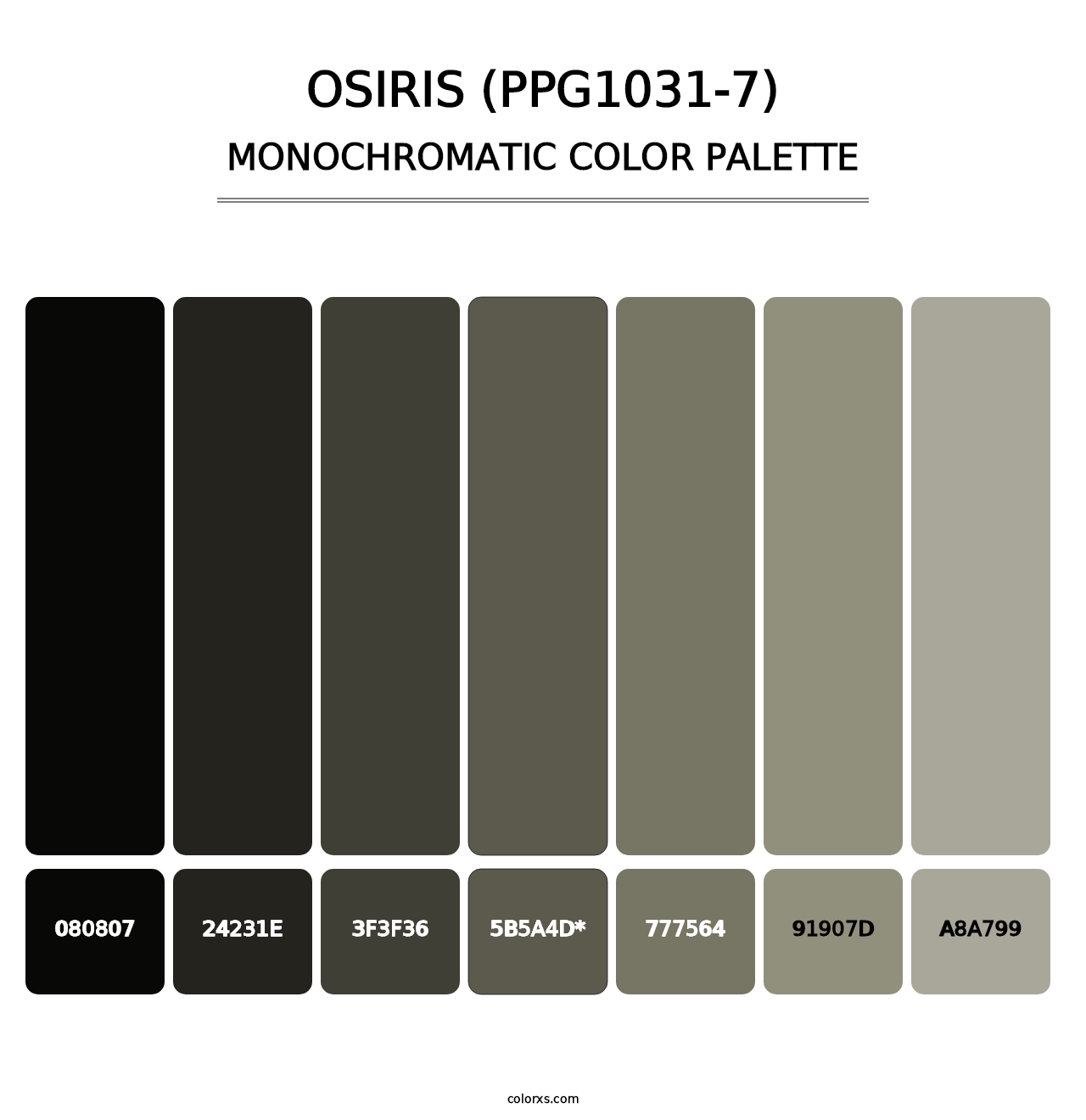 Osiris (PPG1031-7) - Monochromatic Color Palette