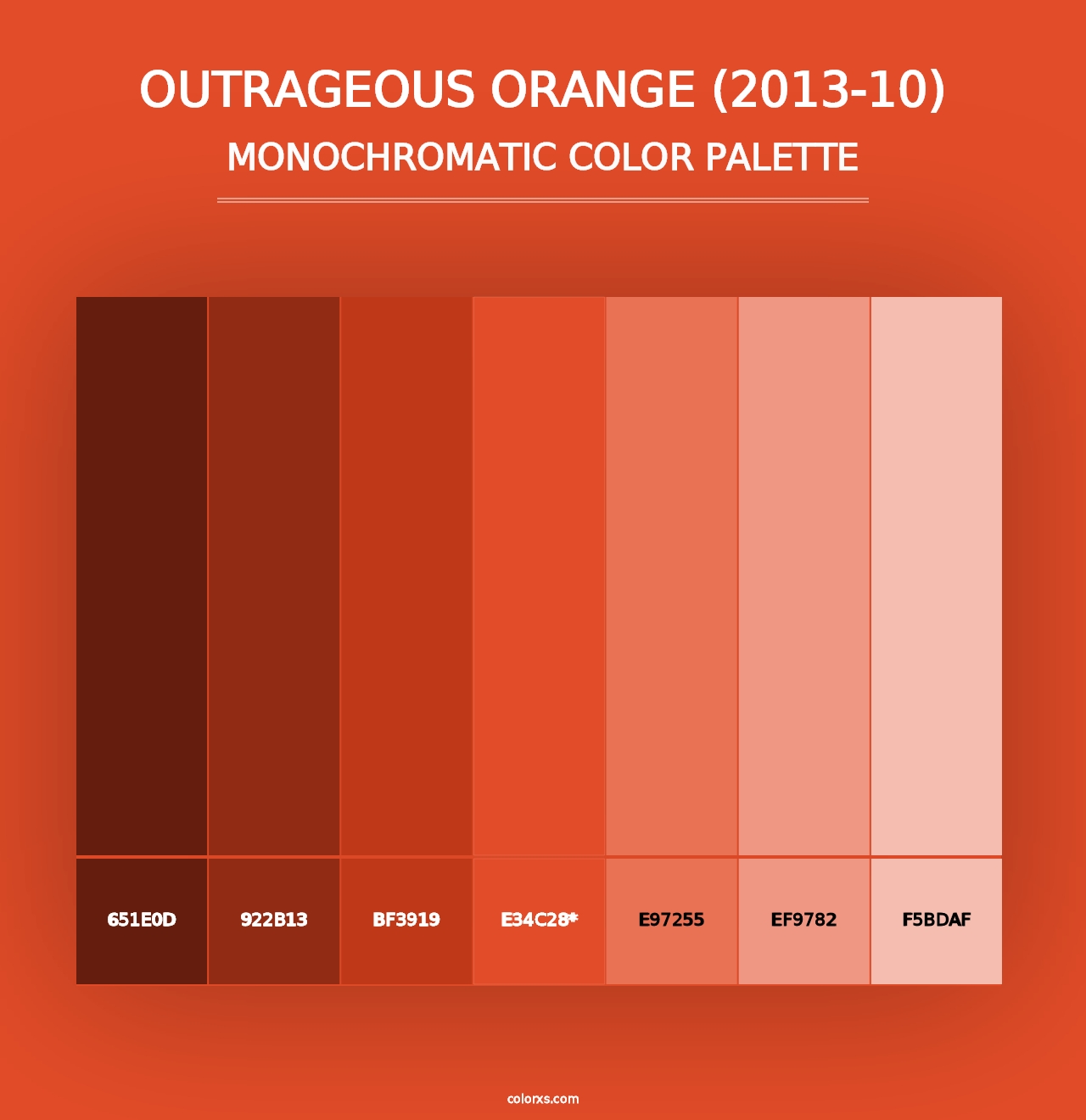 Outrageous Orange (2013-10) - Monochromatic Color Palette