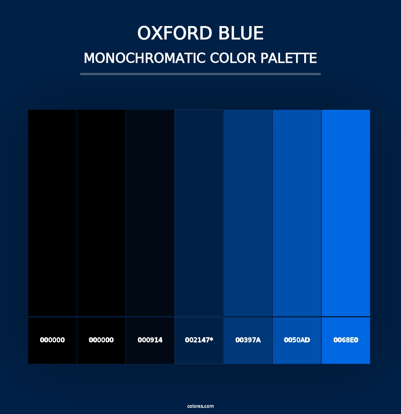 Oxford Blue - Monochromatic Color Palette