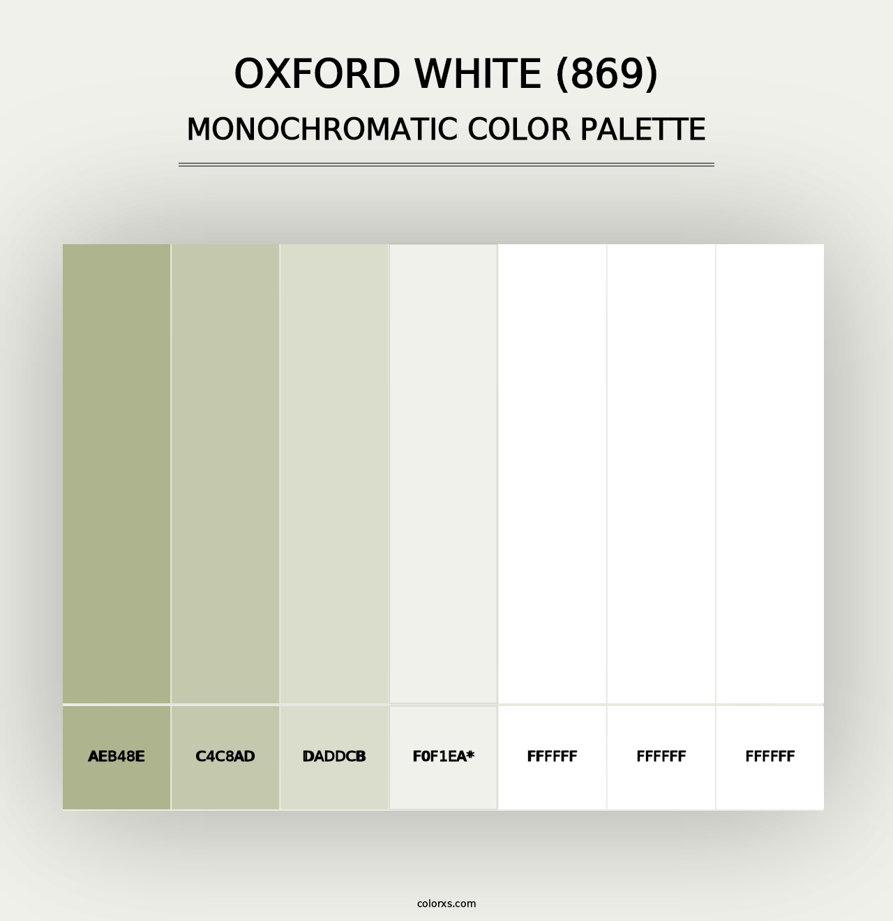 Oxford White (869) - Monochromatic Color Palette