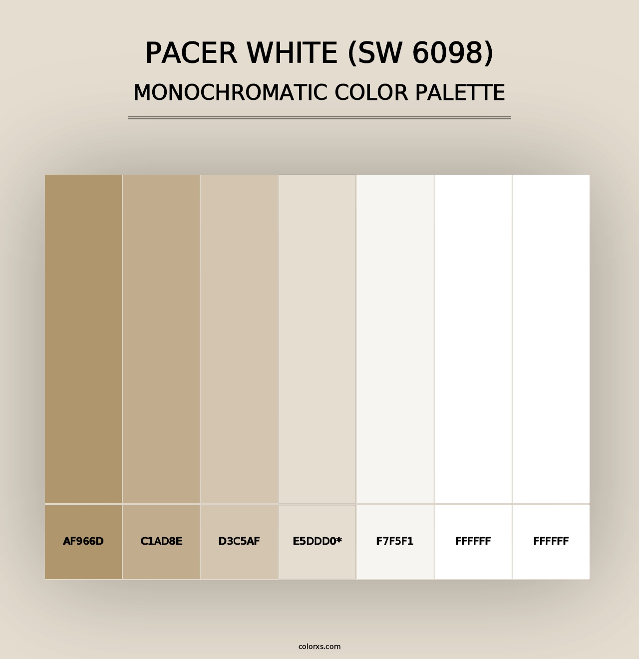 Pacer White (SW 6098) - Monochromatic Color Palette