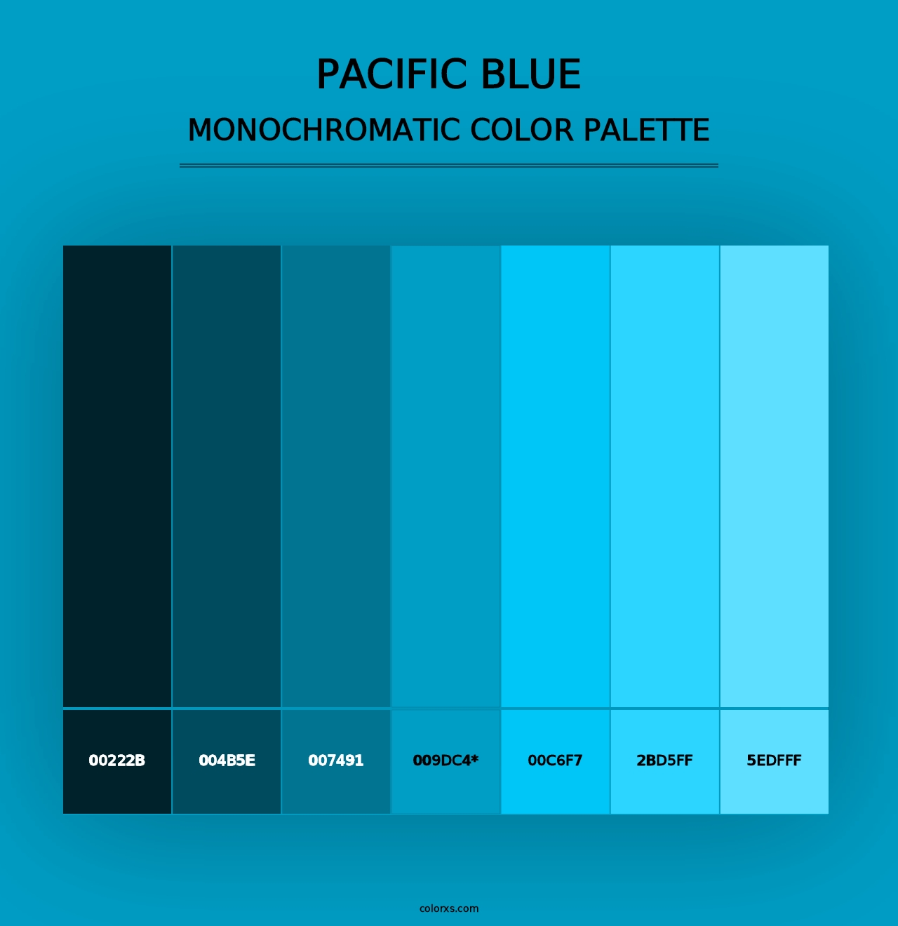 Pacific Blue - Monochromatic Color Palette