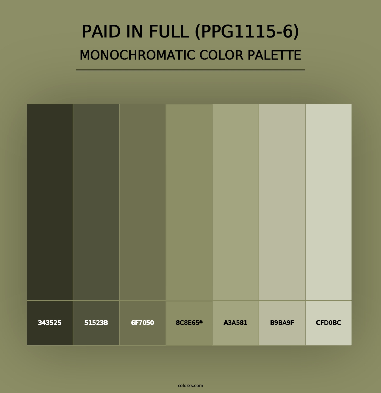 Paid In Full (PPG1115-6) - Monochromatic Color Palette