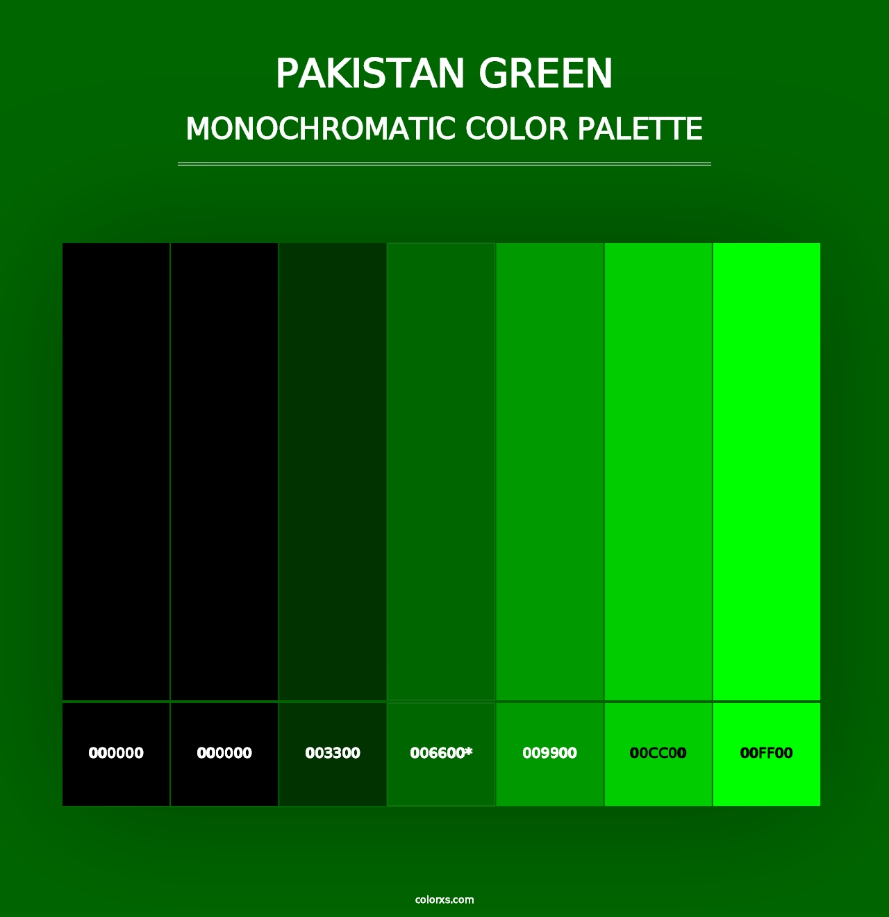 Pakistan Green - Monochromatic Color Palette