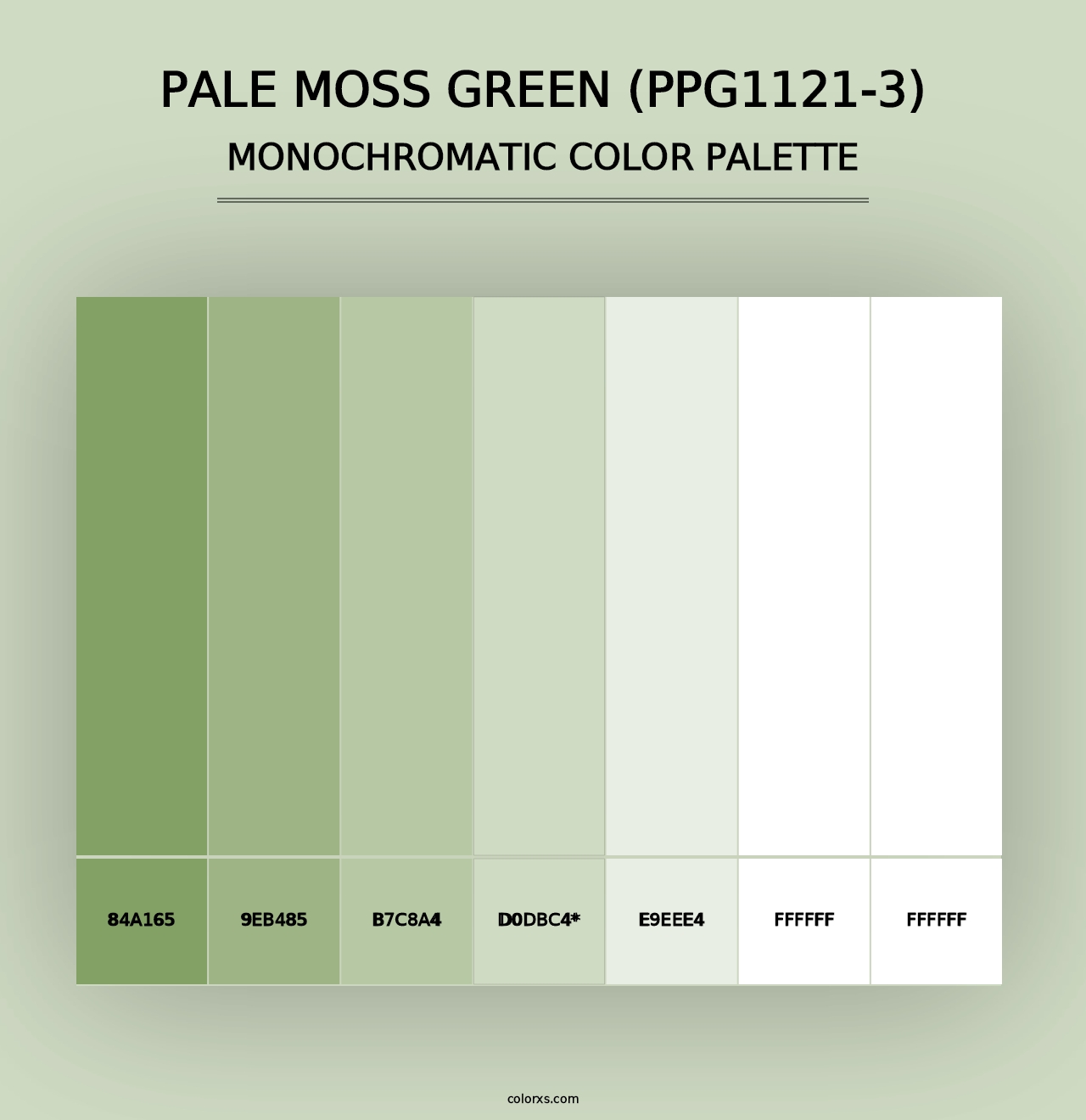 Pale Moss Green (PPG1121-3) - Monochromatic Color Palette