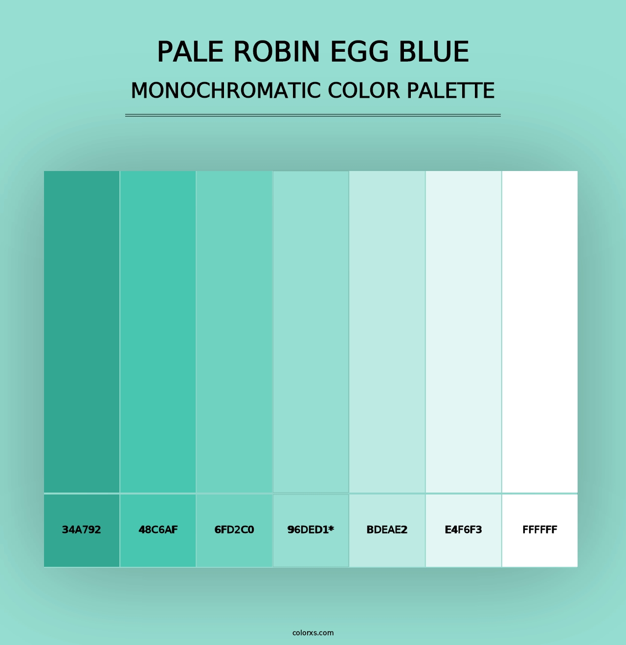 Pale Robin Egg Blue - Monochromatic Color Palette