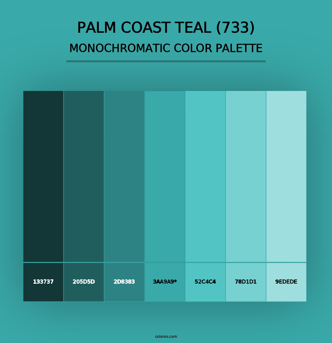 Palm Coast Teal (733) - Monochromatic Color Palette