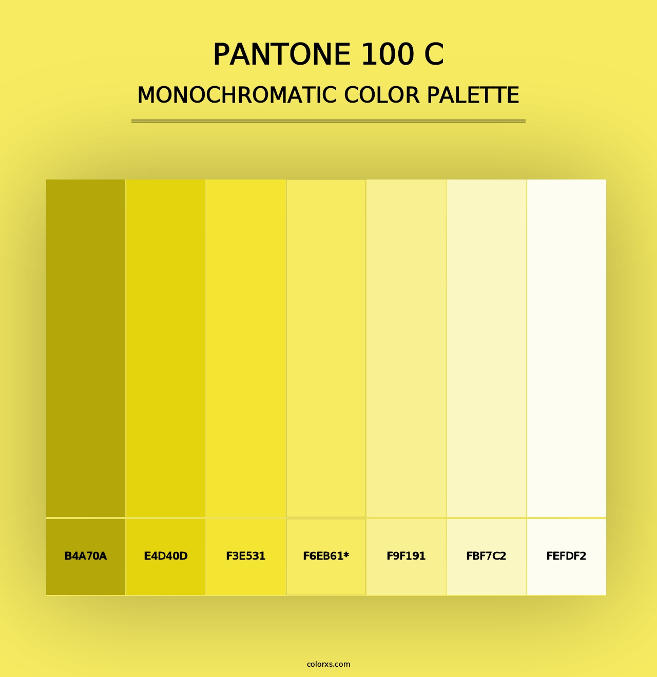 PANTONE 100 C - Monochromatic Color Palette