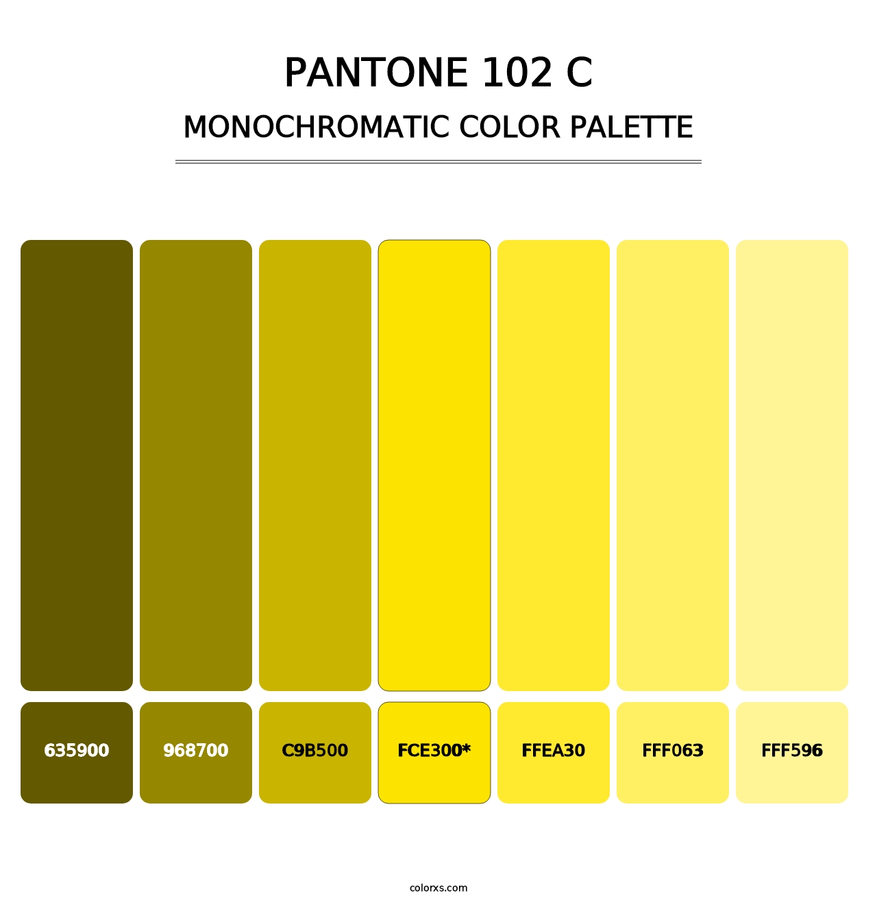 PANTONE 102 C - Monochromatic Color Palette