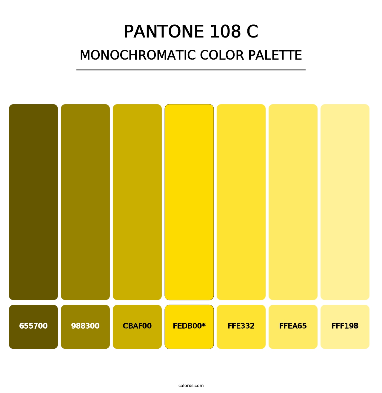 PANTONE 108 C - Monochromatic Color Palette