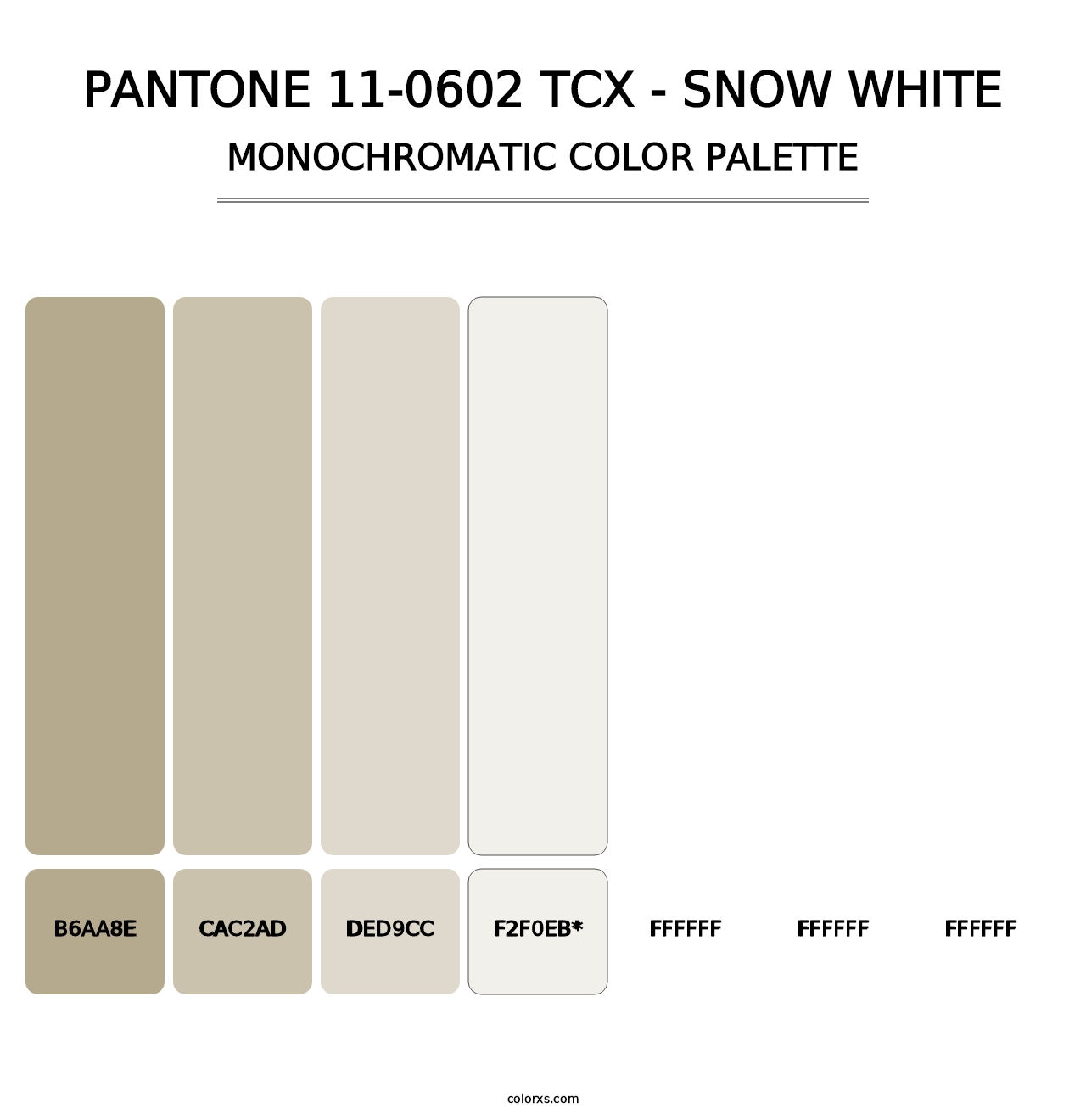 PANTONE 11-0602 TCX - Snow White - Monochromatic Color Palette