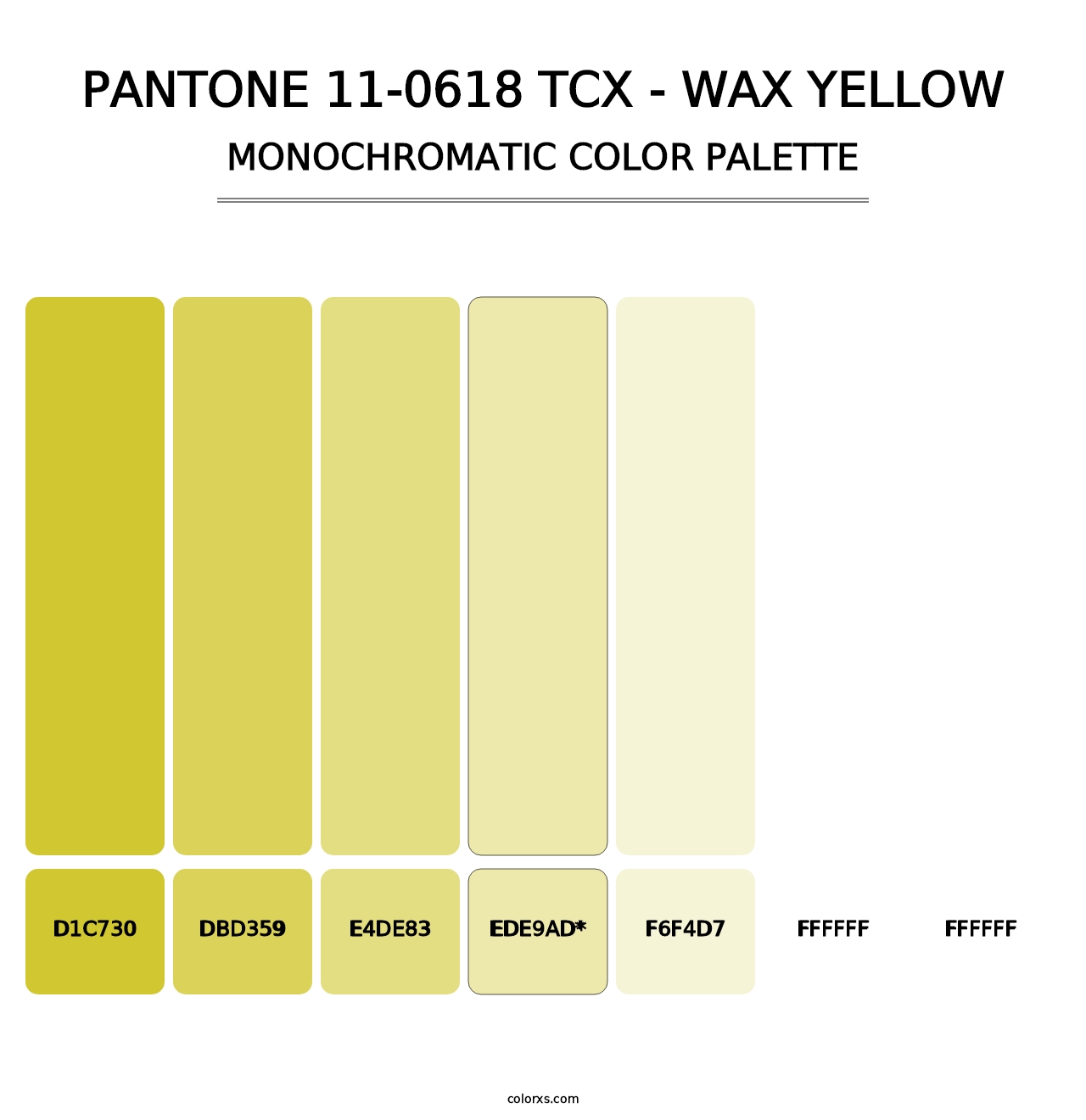 PANTONE 11-0618 TCX - Wax Yellow - Monochromatic Color Palette