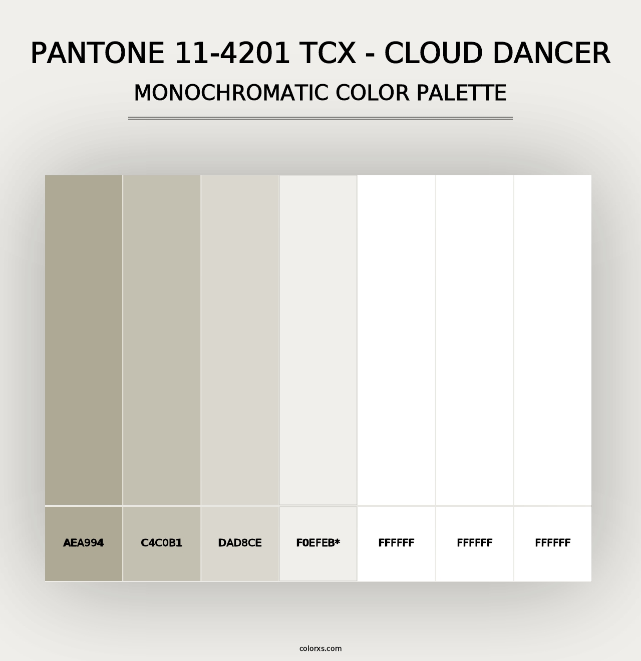 PANTONE 11-4201 TCX - Cloud Dancer - Monochromatic Color Palette