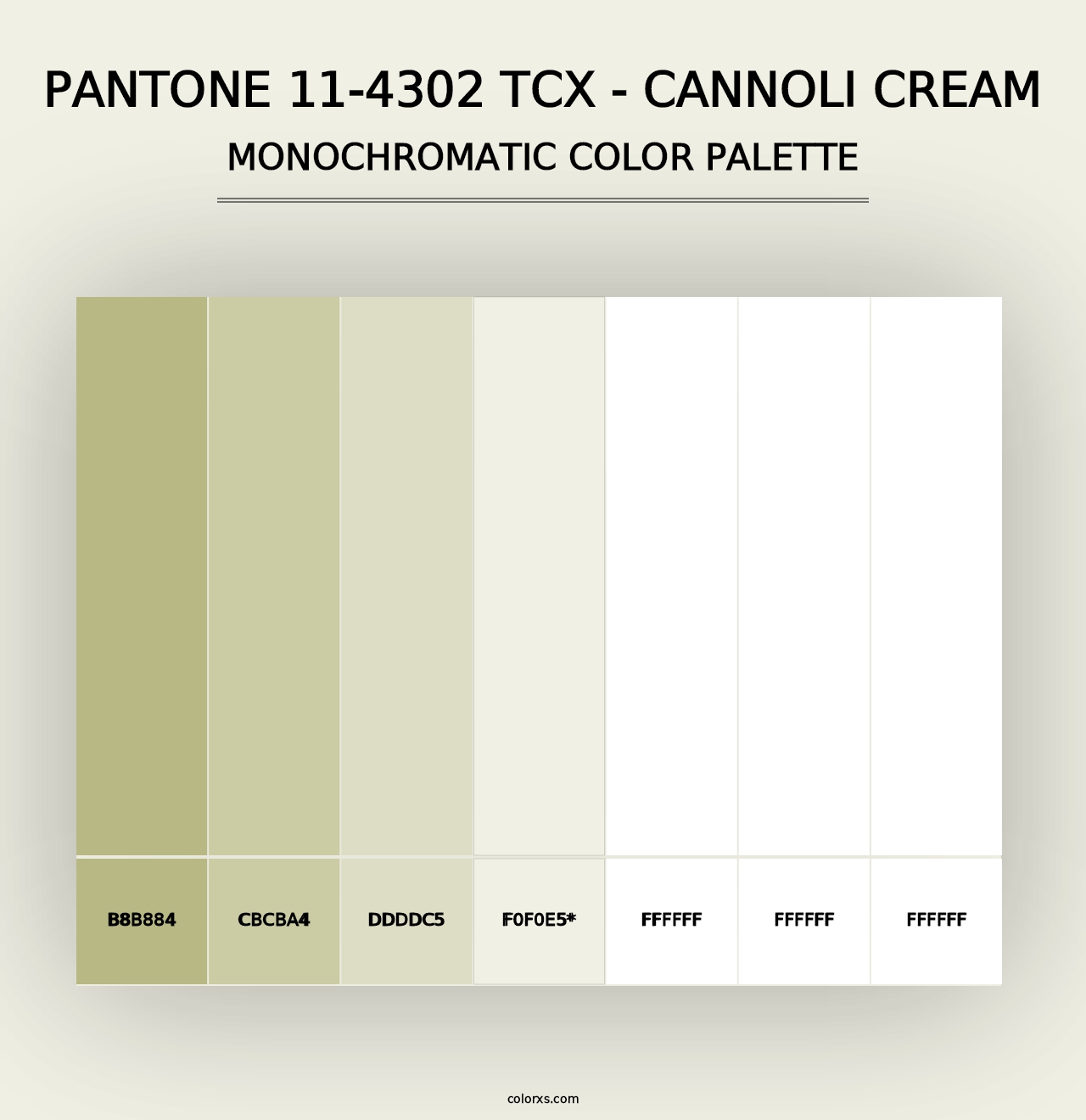 PANTONE 11-4302 TCX - Cannoli Cream - Monochromatic Color Palette