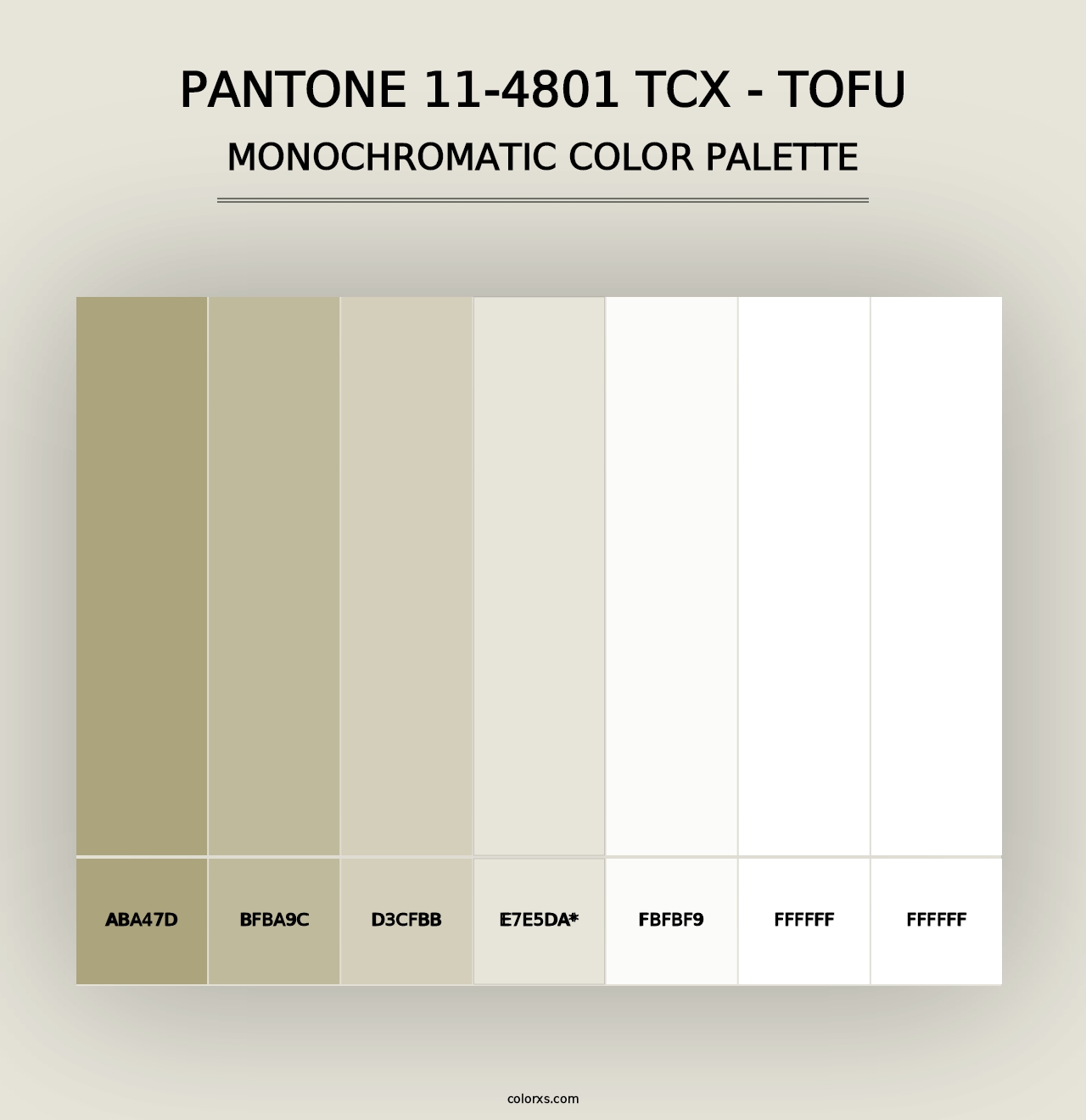 PANTONE 11-4801 TCX - Tofu - Monochromatic Color Palette