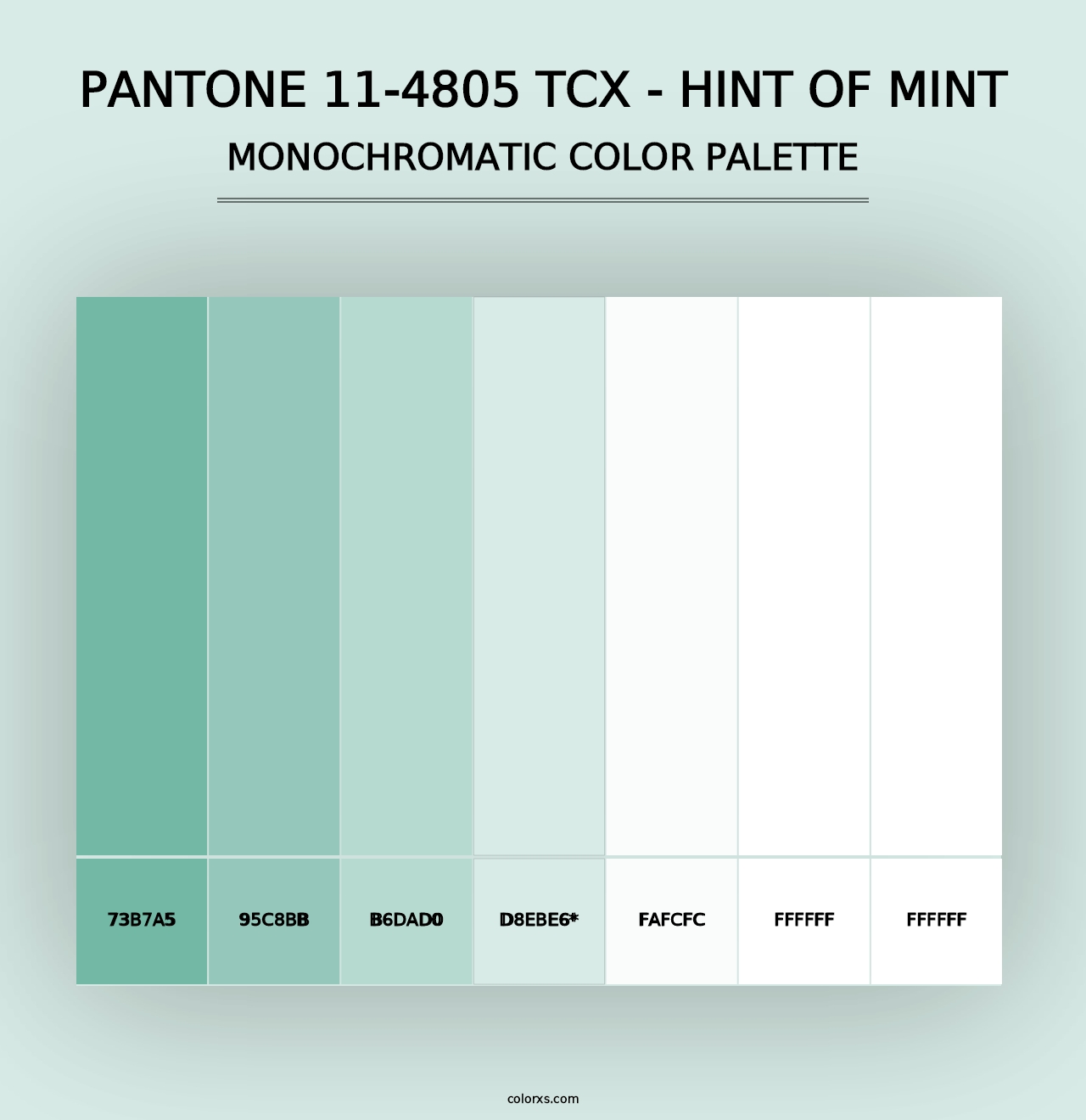 PANTONE 11-4805 TCX - Hint of Mint - Monochromatic Color Palette