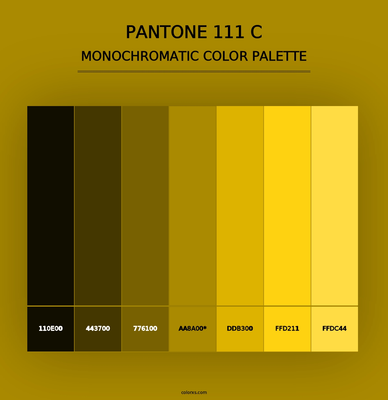 PANTONE 111 C - Monochromatic Color Palette