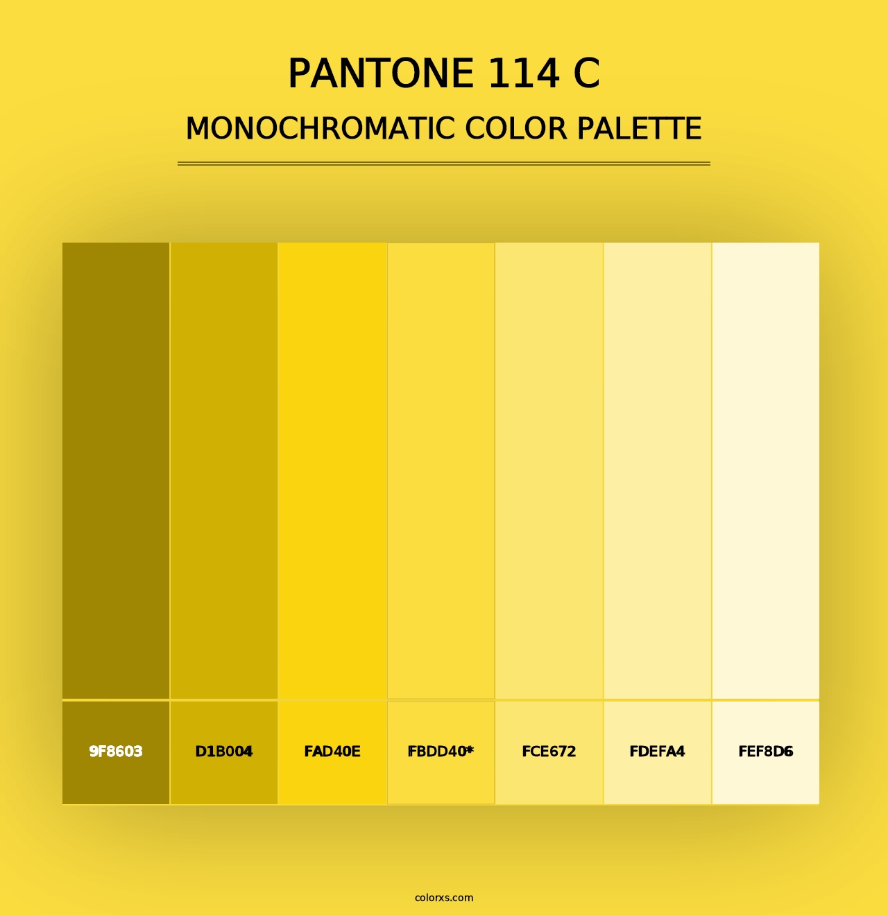 PANTONE 114 C - Monochromatic Color Palette