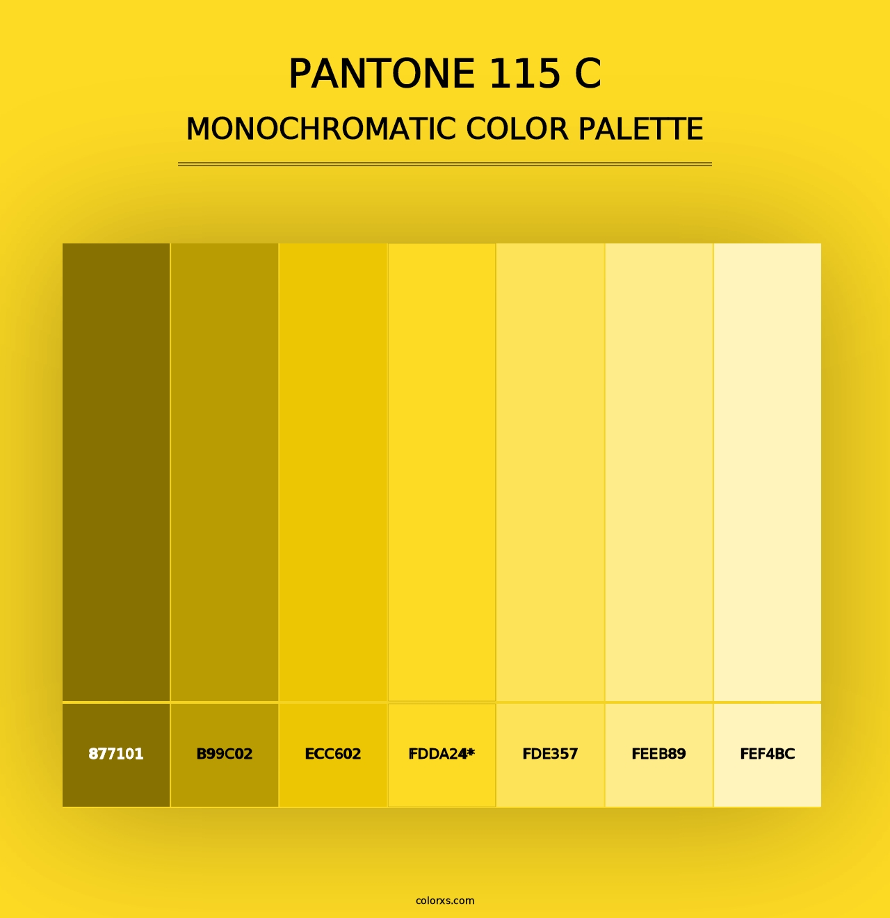 PANTONE 115 C - Monochromatic Color Palette