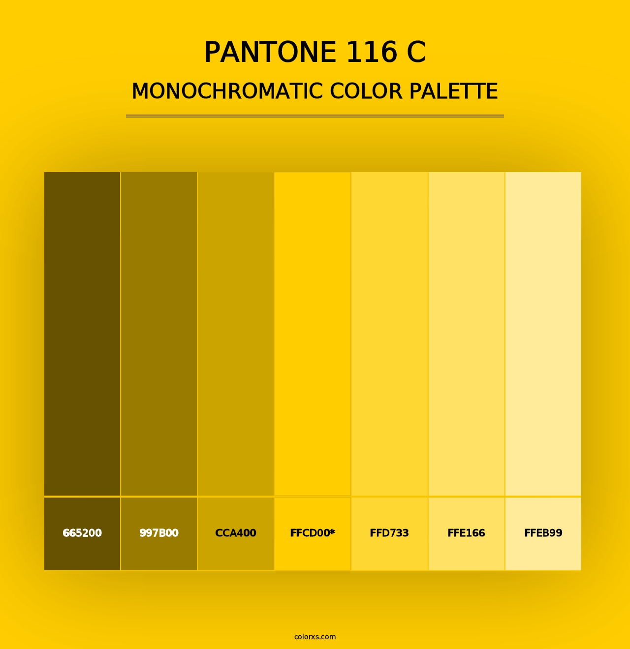 PANTONE 116 C - Monochromatic Color Palette