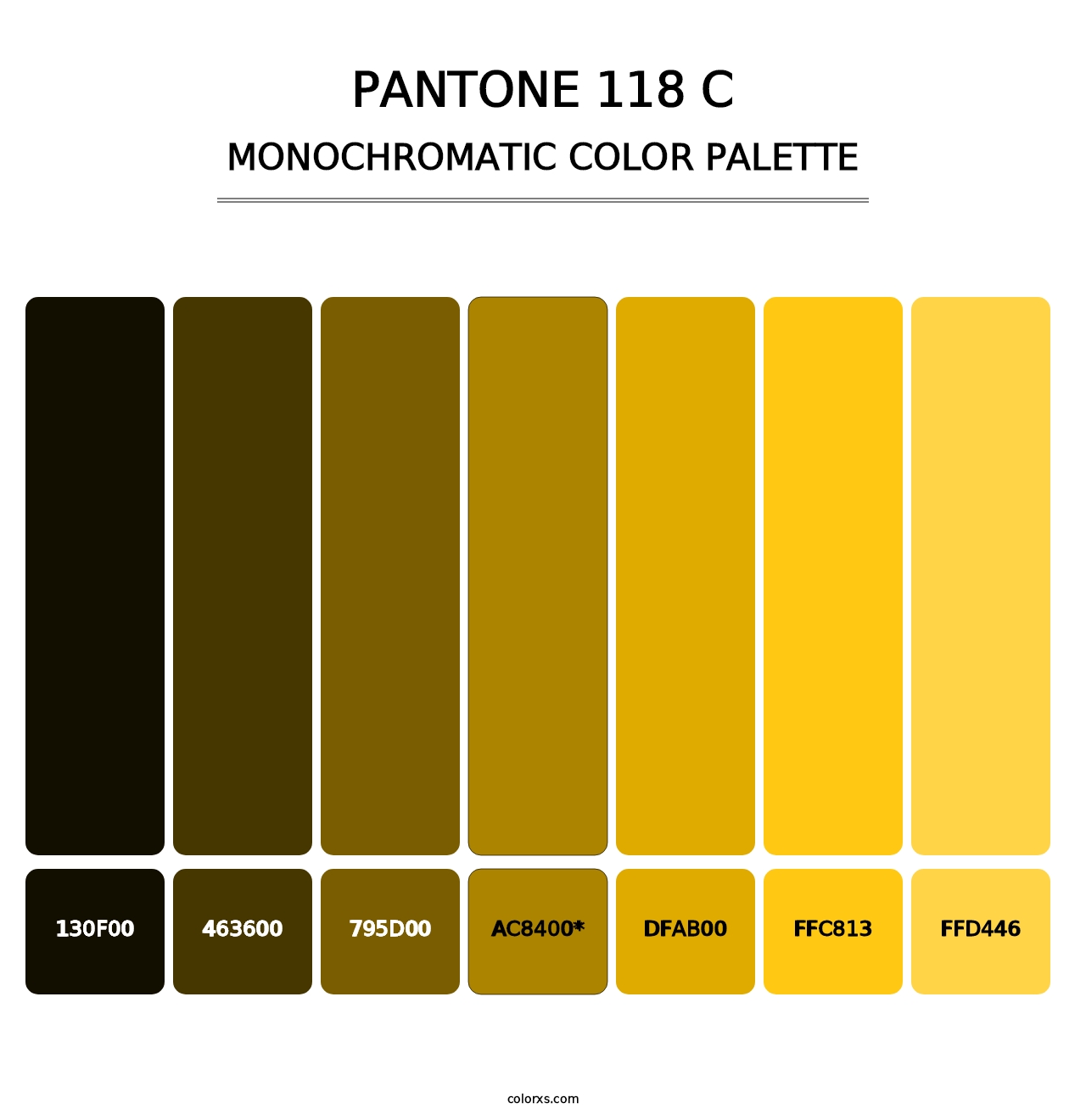 PANTONE 118 C - Monochromatic Color Palette