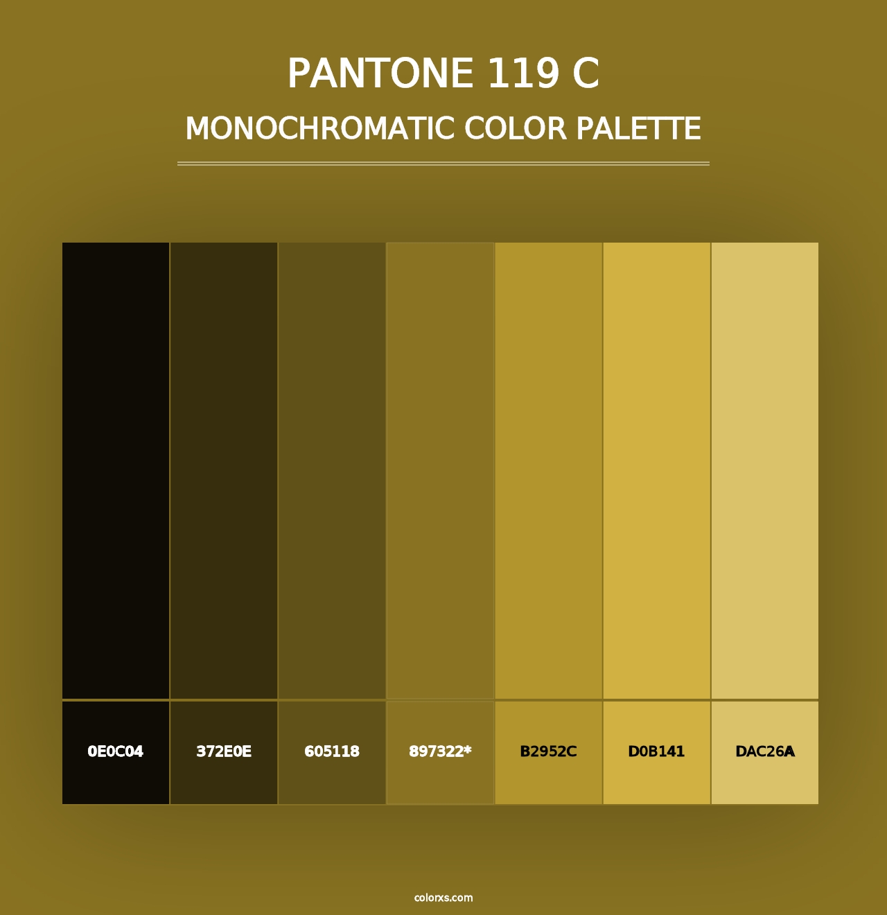 PANTONE 119 C - Monochromatic Color Palette