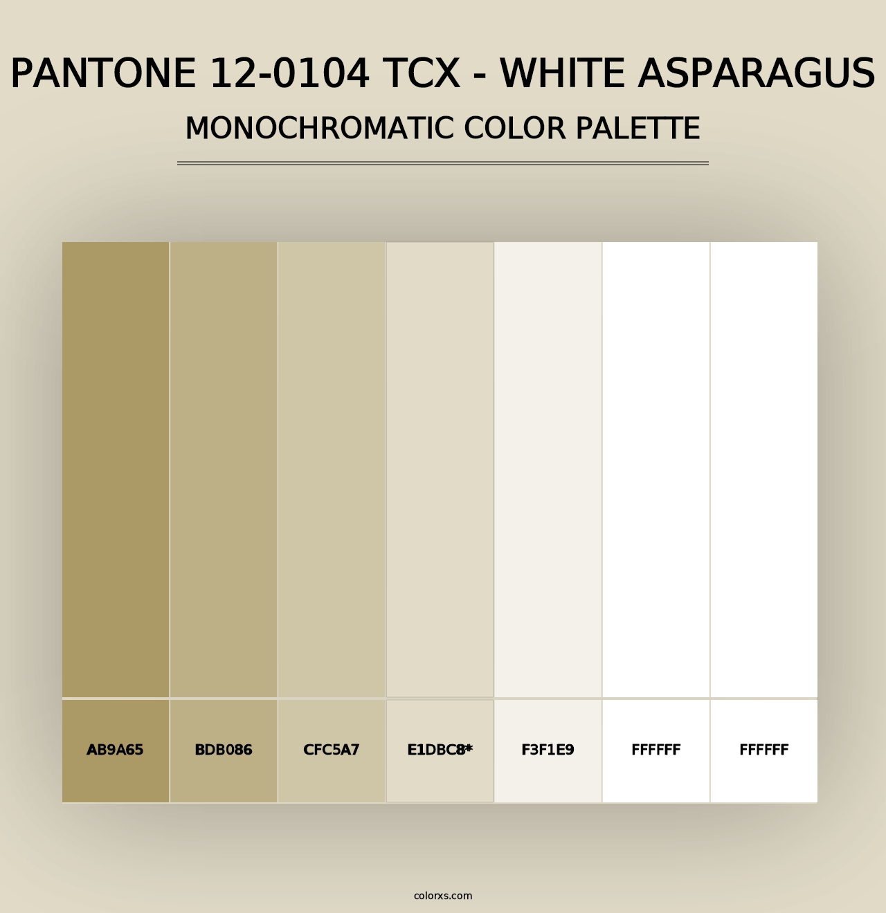 PANTONE 12-0104 TCX - White Asparagus - Monochromatic Color Palette