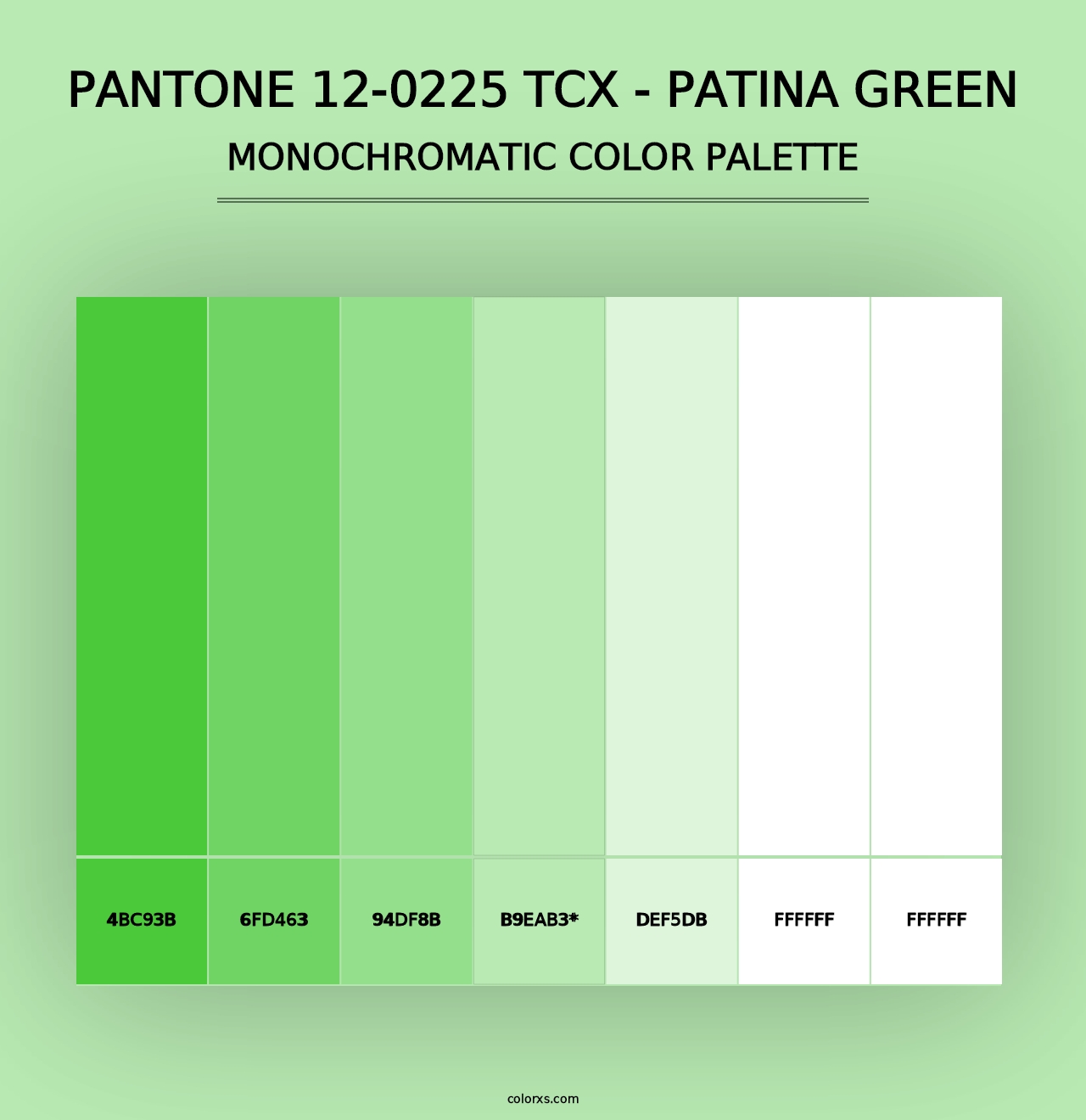 PANTONE 12-0225 TCX - Patina Green - Monochromatic Color Palette