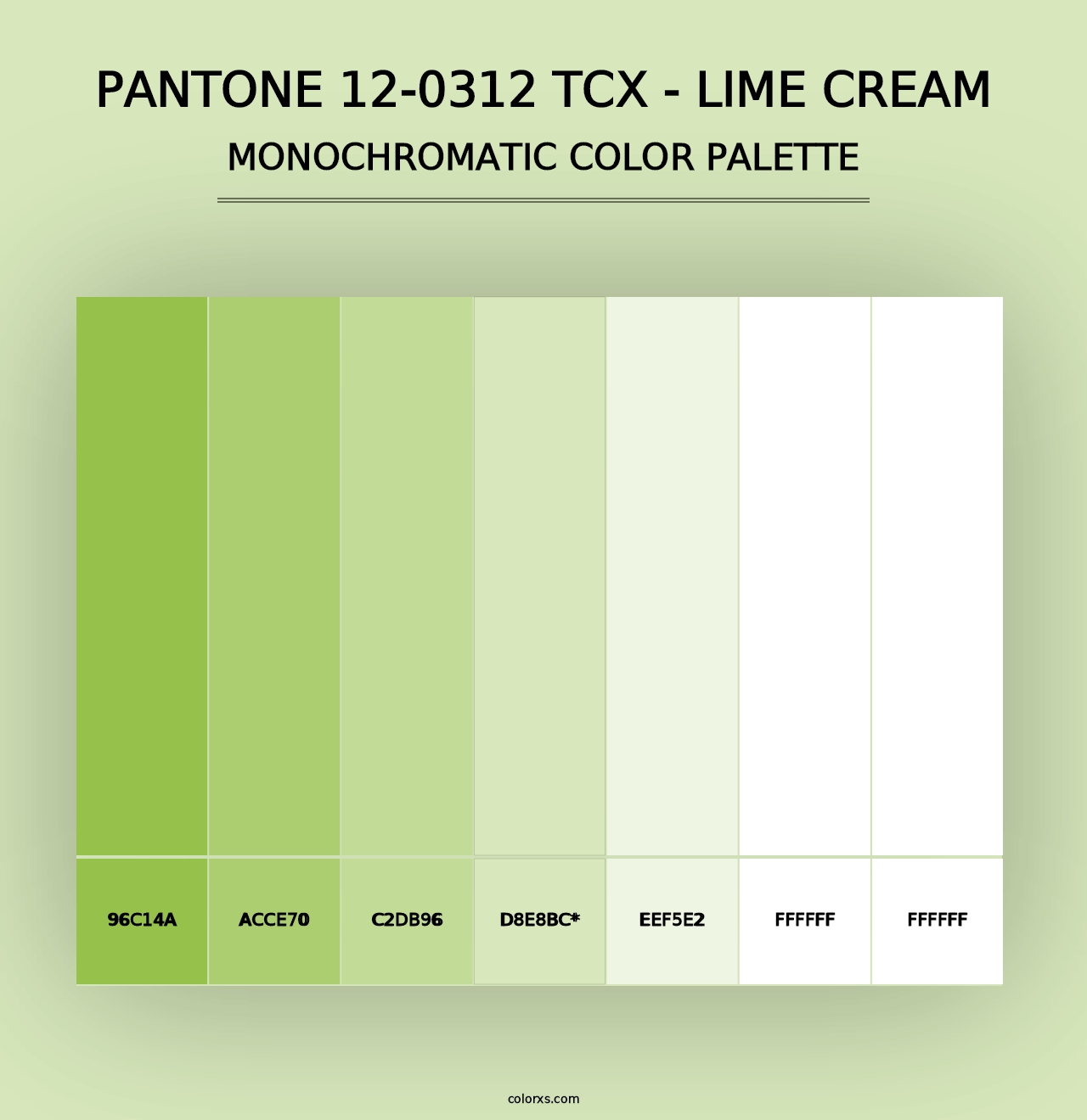 PANTONE 12-0312 TCX - Lime Cream - Monochromatic Color Palette