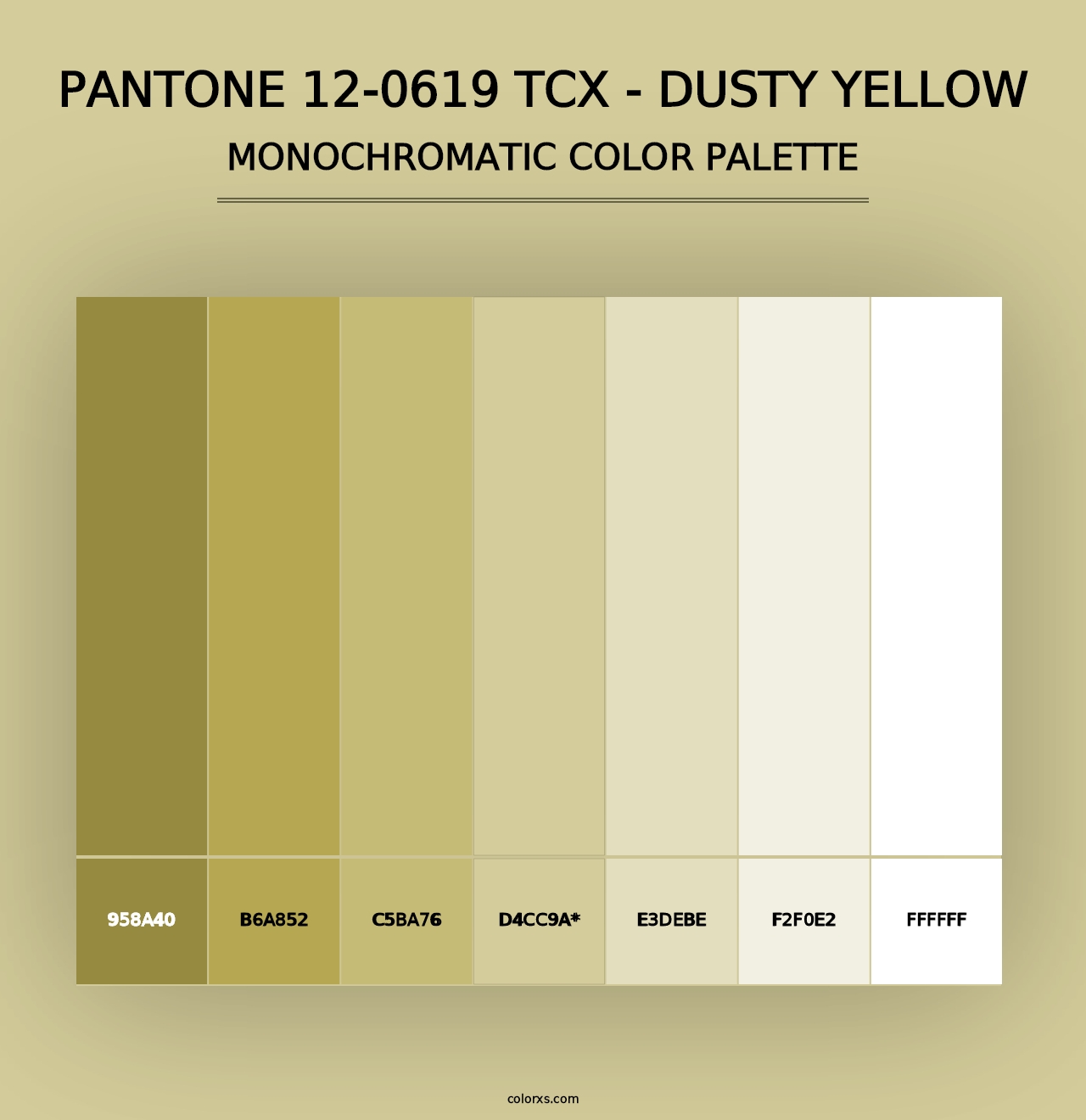 PANTONE 12-0619 TCX - Dusty Yellow - Monochromatic Color Palette